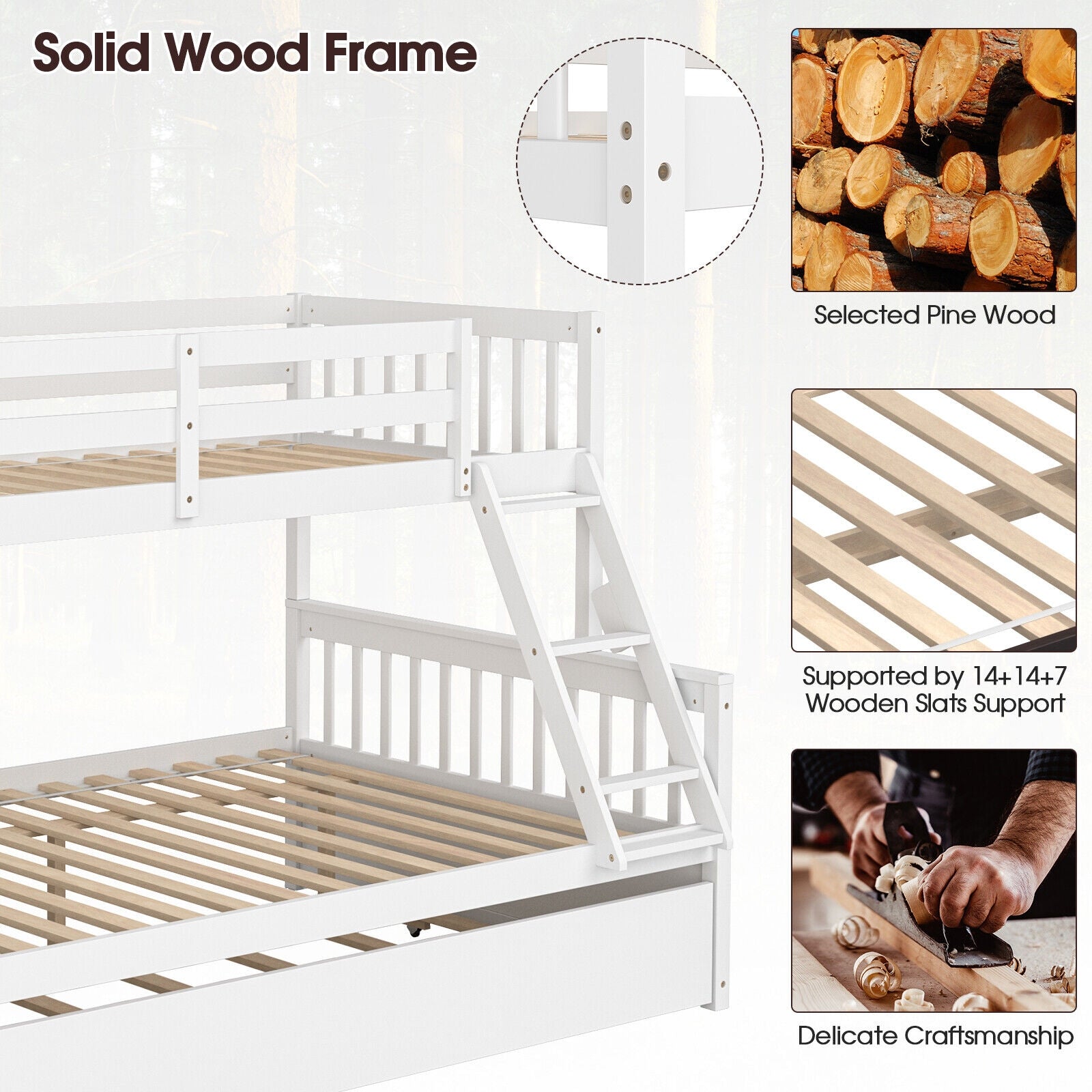 Twin Over Full Bunk Bed With Trundle, White Bunk Bed Frame at Gallery Canada