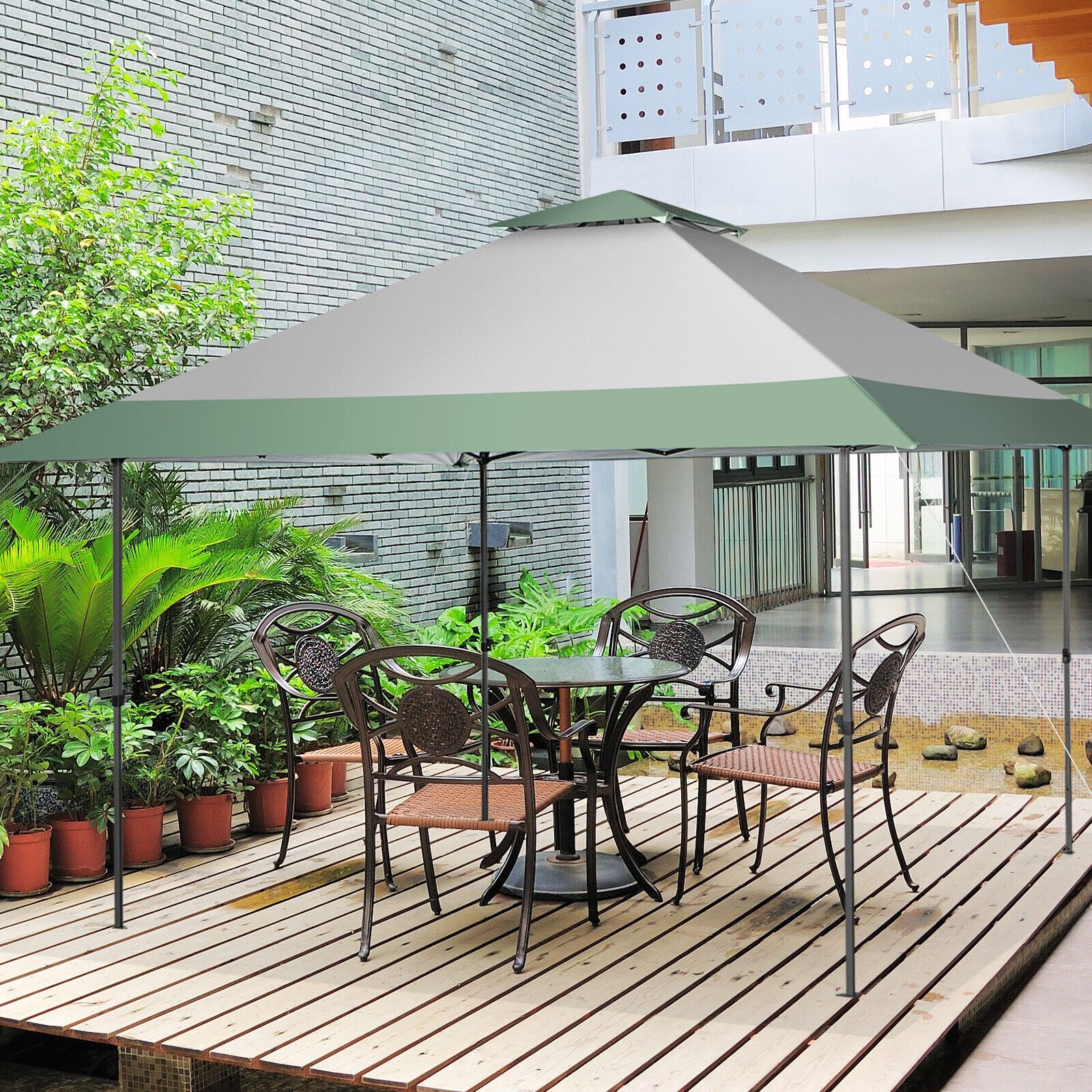 13 x 13 Feet Pop-Up Patio Canopy Tent, With Wheeled Bag, Gray Canopies at Gallery Canada