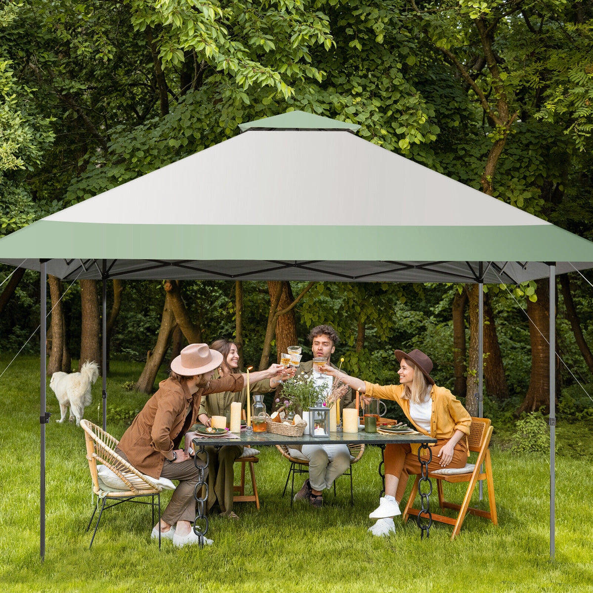 13 x 13 Feet Pop-Up Patio Canopy Tent, With Wheeled Bag, Gray Canopies at Gallery Canada