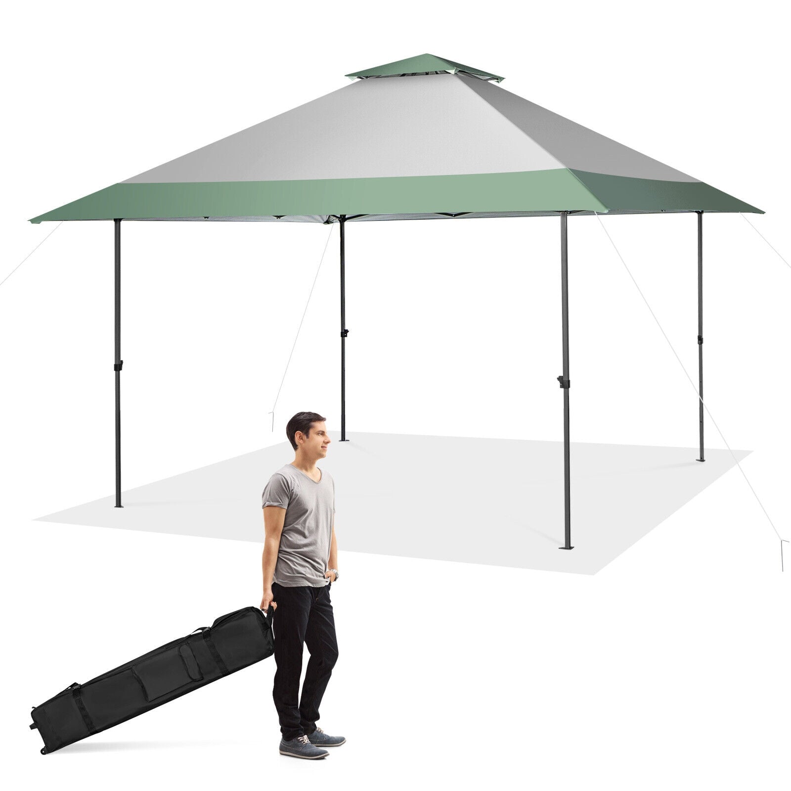 13 x 13 Feet Pop-Up Patio Canopy Tent, With Wheeled Bag, Gray Canopies Gray at Gallery Canada