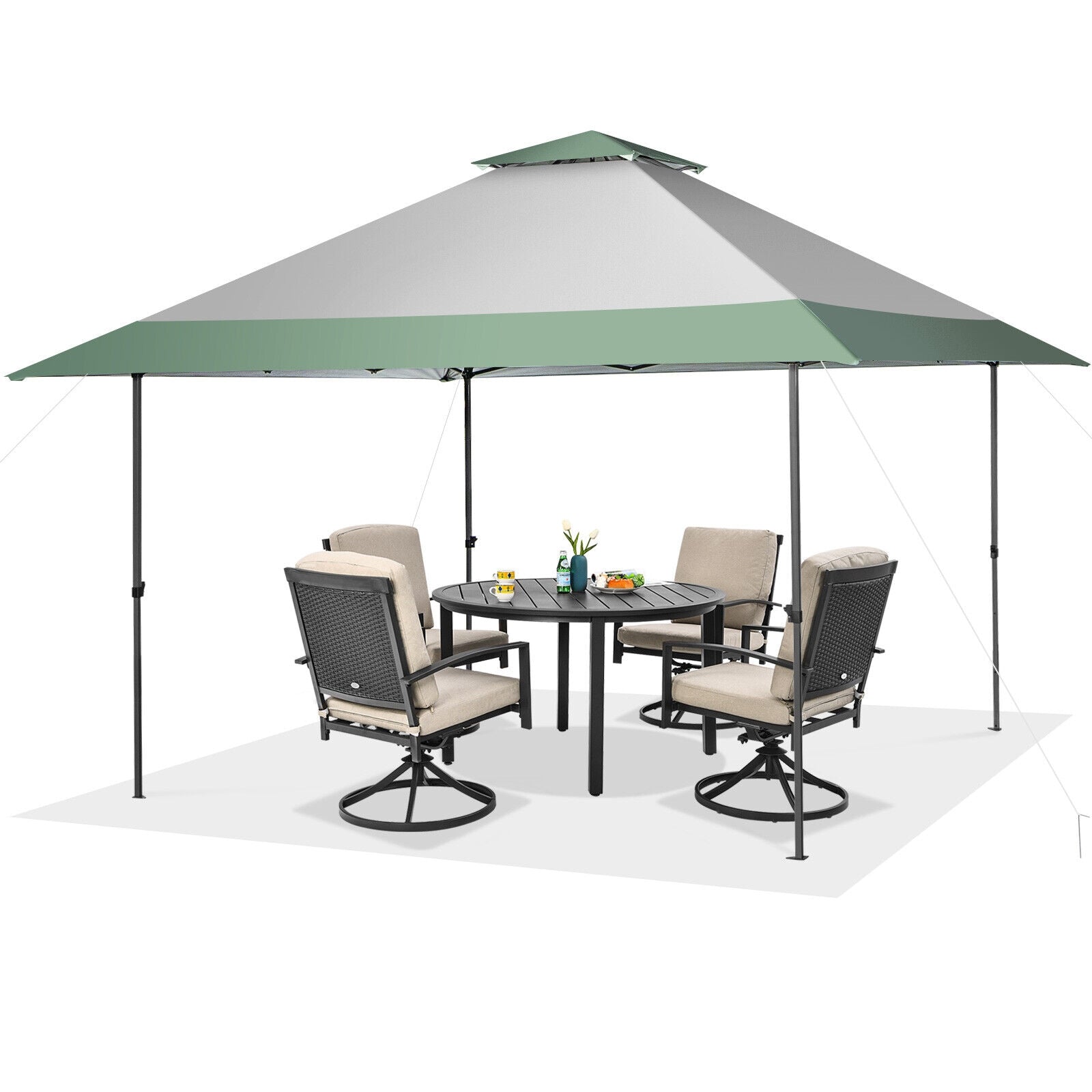 13 x 13 Feet Pop-Up Patio Canopy Tent, With Wheeled Bag, Gray Canopies at Gallery Canada