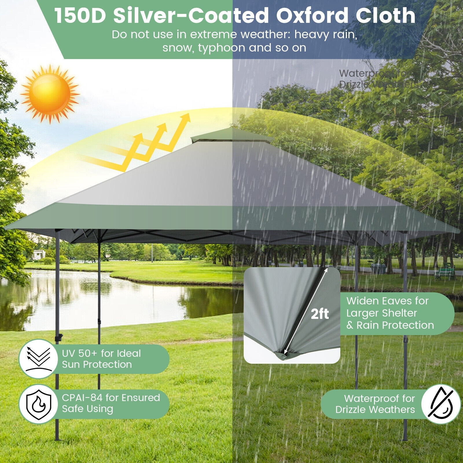 13 x 13 Feet Pop-Up Patio Canopy Tent, With Wheeled Bag, Gray Canopies at Gallery Canada