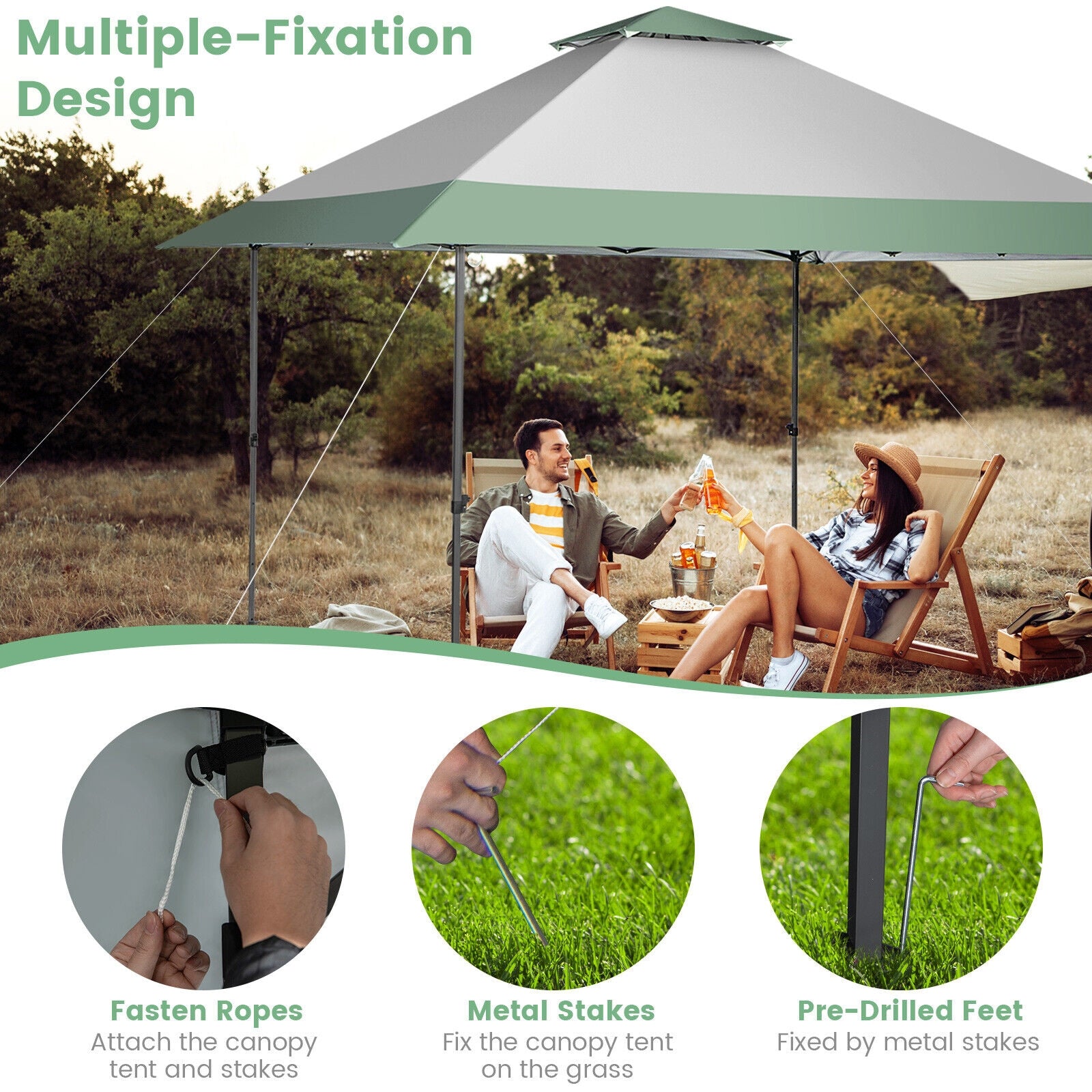 13 x 13 Feet Pop-Up Patio Canopy Tent, With Wheeled Bag, Gray Canopies at Gallery Canada