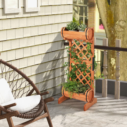 2-Tier Wooden Raised Garden Bed With Trellis, Orange Raised Garden Beds at Gallery Canada
