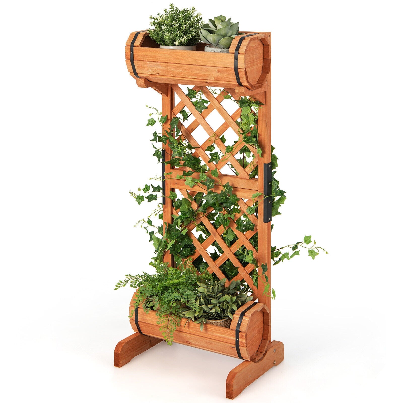 2-Tier Wooden Raised Garden Bed With Trellis, Orange Raised Garden Beds at Gallery Canada