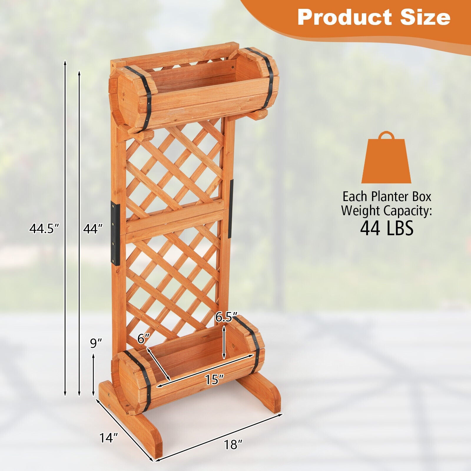 2-Tier Wooden Raised Garden Bed With Trellis, Orange Raised Garden Beds at Gallery Canada