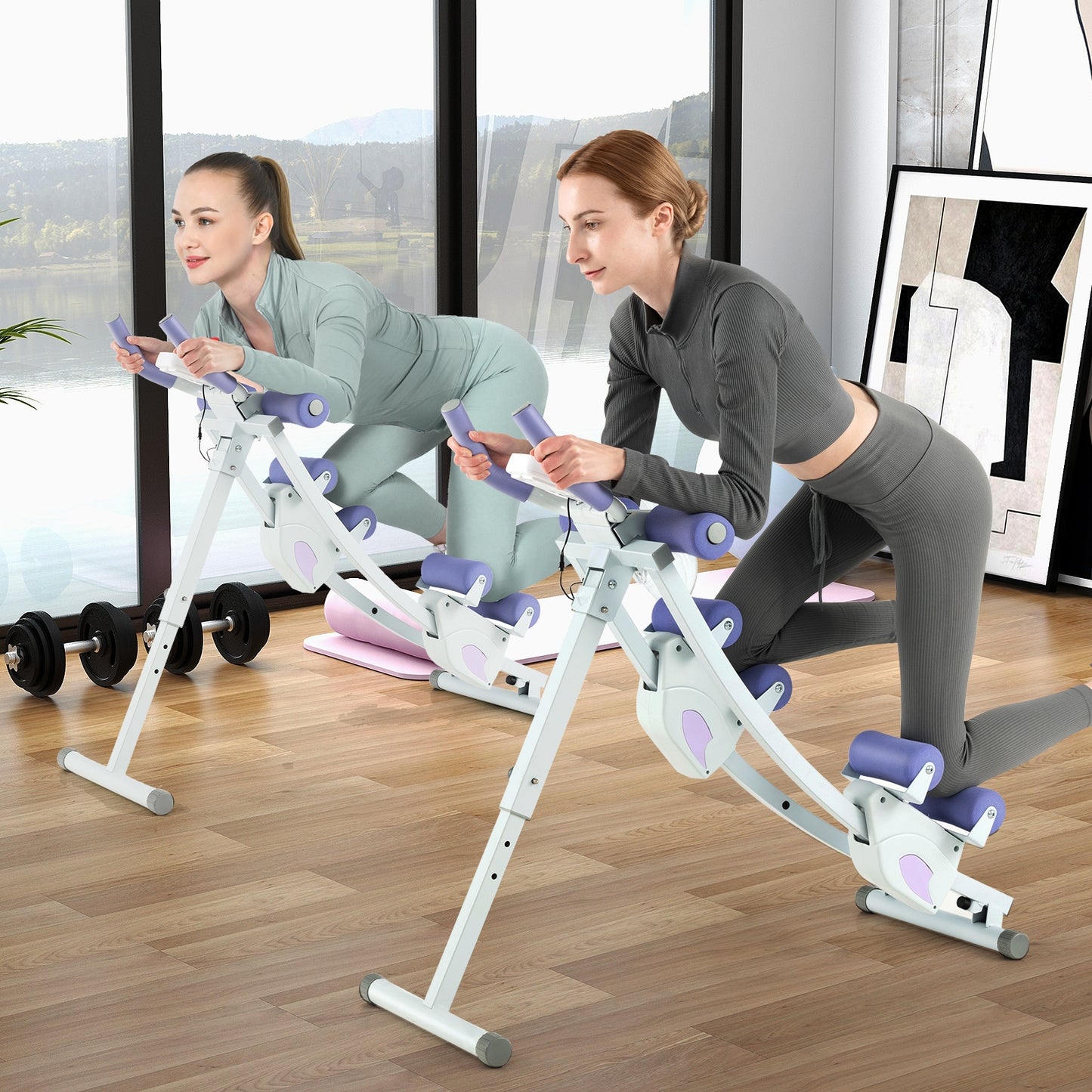 Ab Machine With LCD Monitor, 4 Adjustable Heights, Purple Elliptical Trainers at Gallery Canada