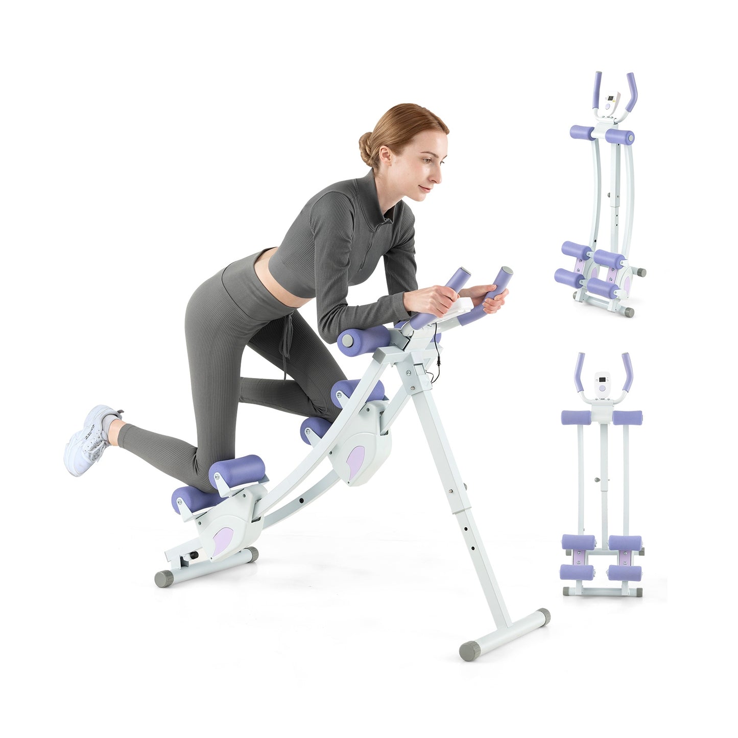 Ab Machine With LCD Monitor, 4 Adjustable Heights, Purple Elliptical Trainers at Gallery Canada