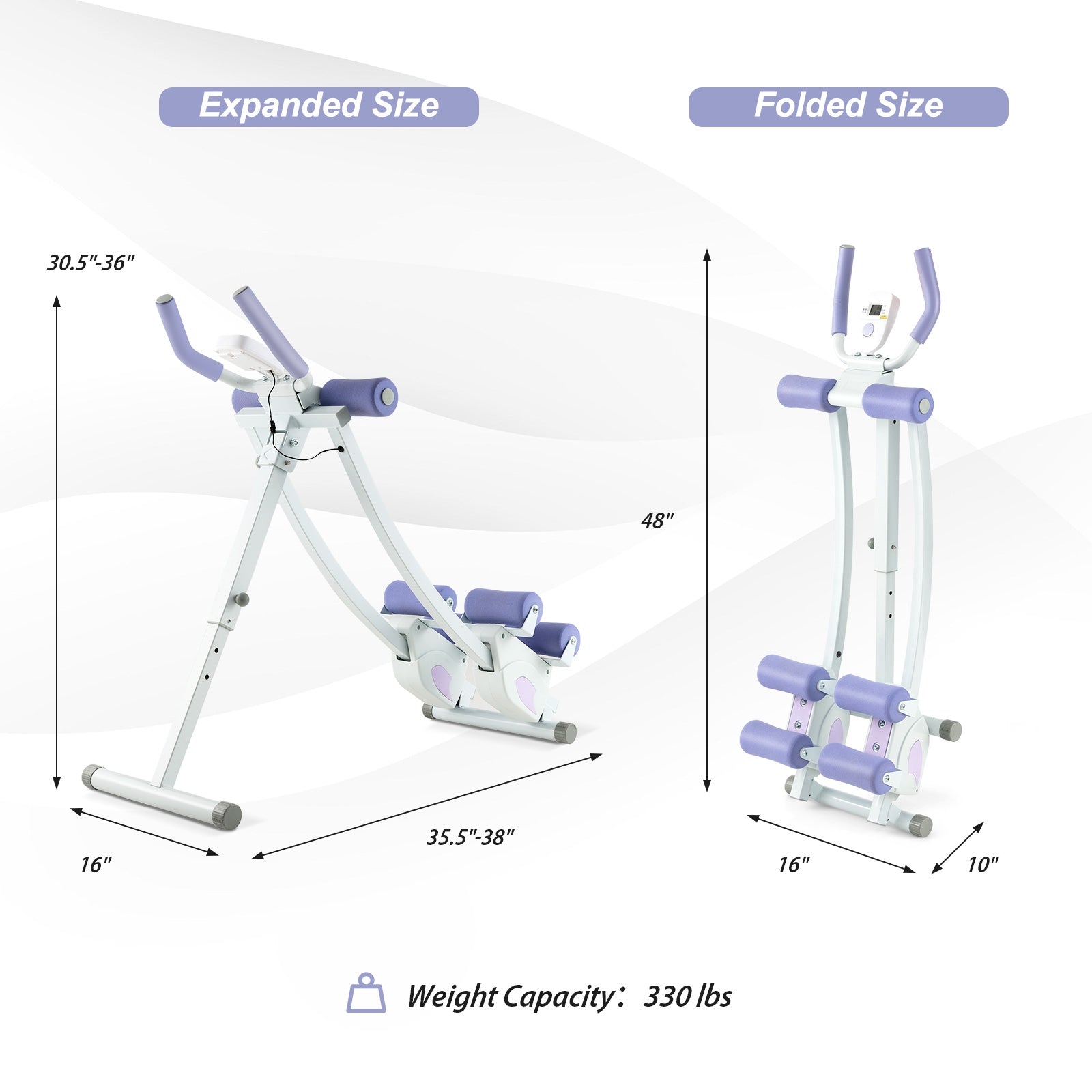 Ab Machine With LCD Monitor, 4 Adjustable Heights, Purple Elliptical Trainers at Gallery Canada
