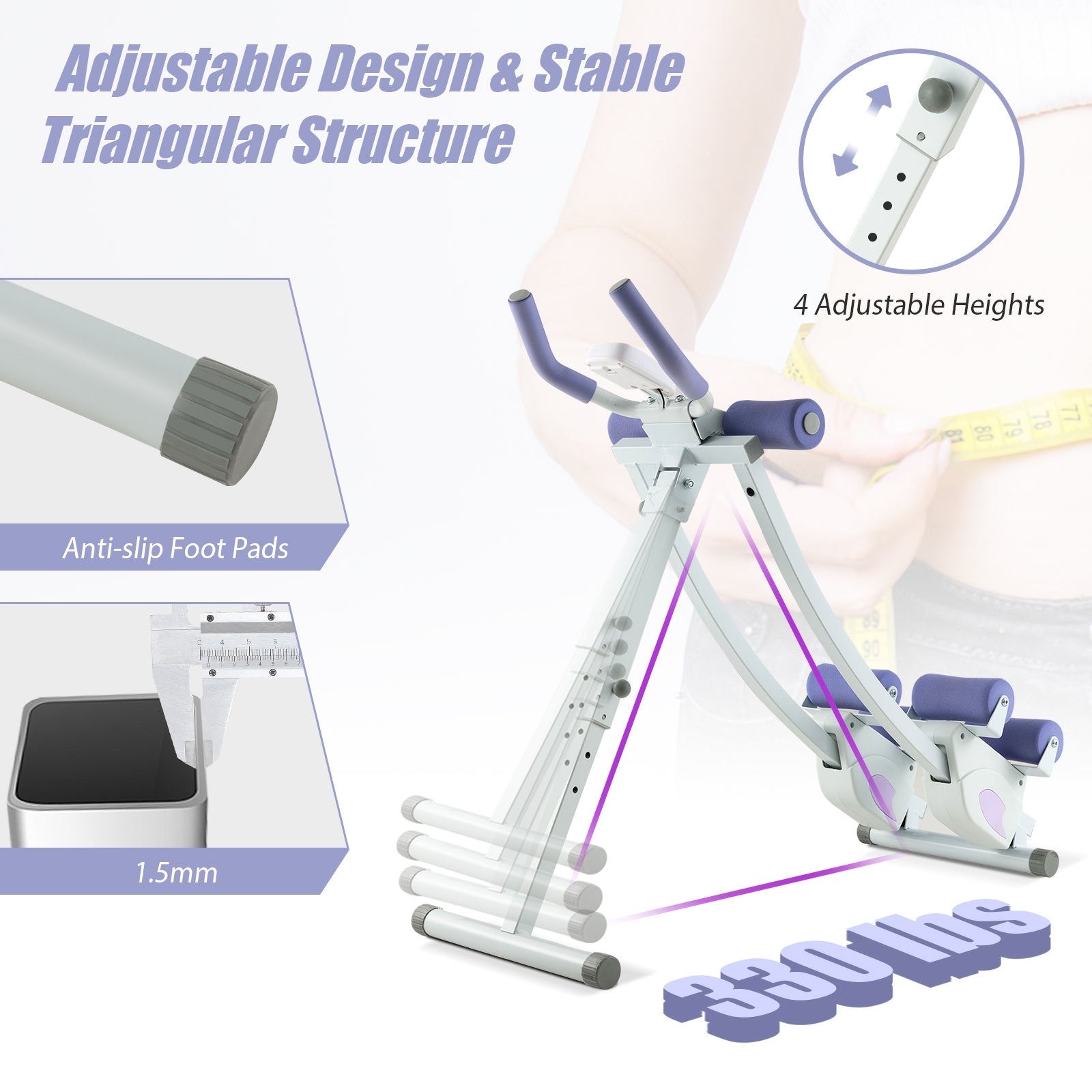 Ab Machine With LCD Monitor, 4 Adjustable Heights, Purple Elliptical Trainers at Gallery Canada
