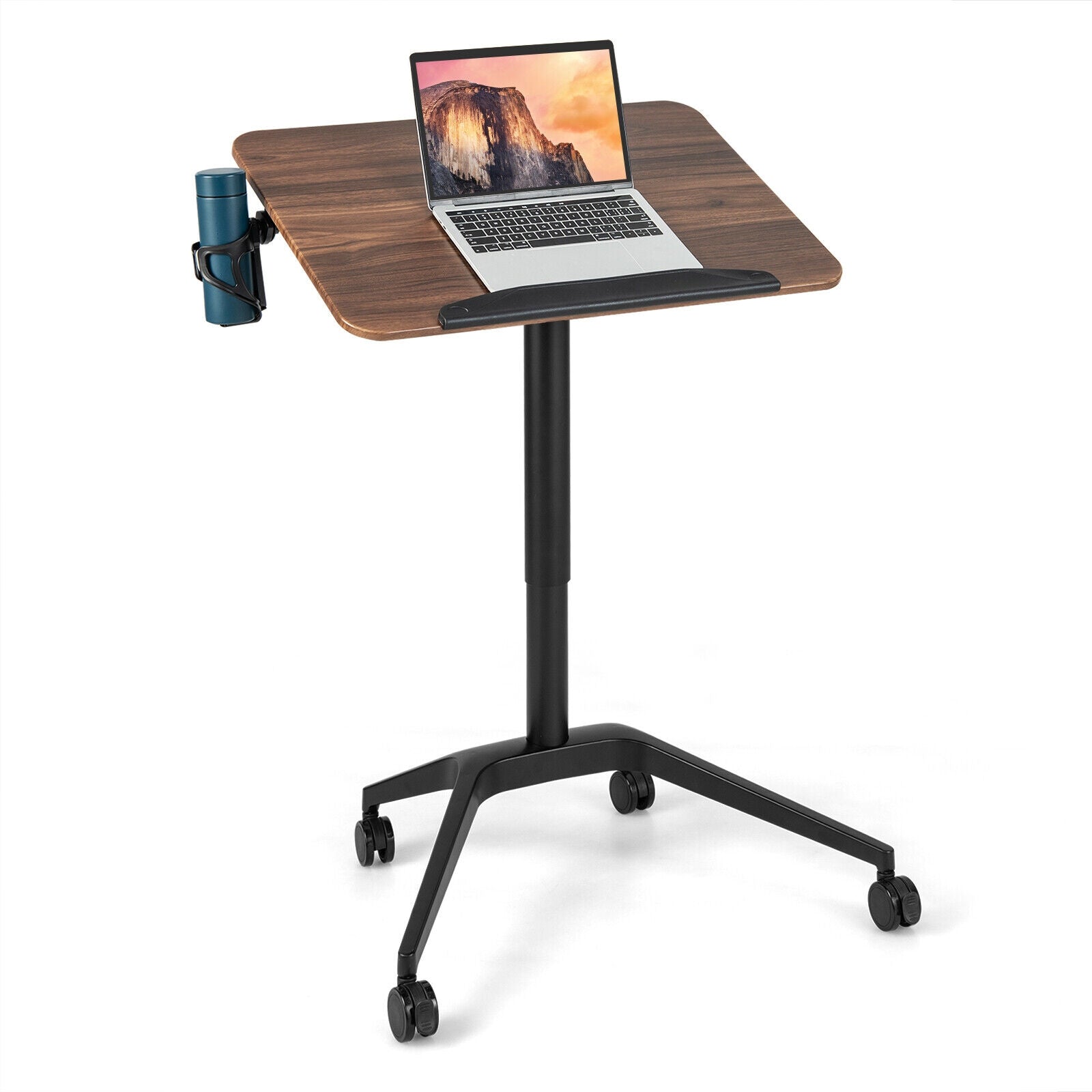 Pneumatic Standing Desk, Anti-Fall Baffle, Cup Holder, Brown Laptop Tables & Printer Stands Brown at Gallery Canada