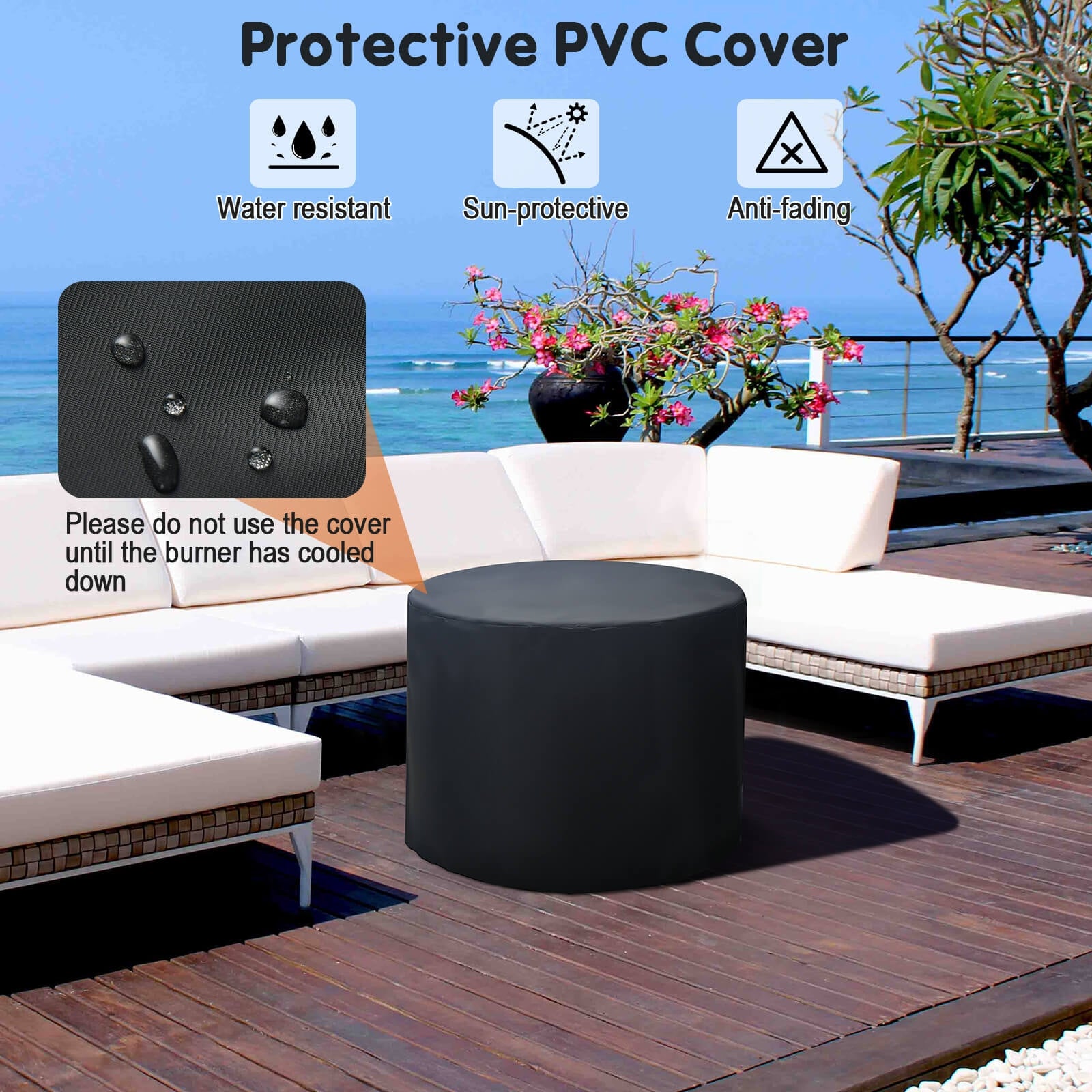 32 Inch 30000BTU Fire Pit Table, With Fire Glasses And PVC Cover, Black Fire Pit Tables at Gallery Canada
