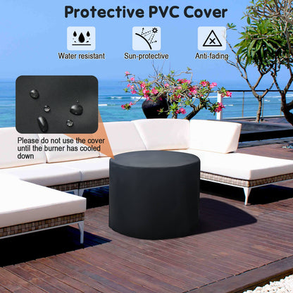 32 Inch 30000BTU Fire Pit Table, With Fire Glasses And PVC Cover, Black Fire Pit Tables at Gallery Canada