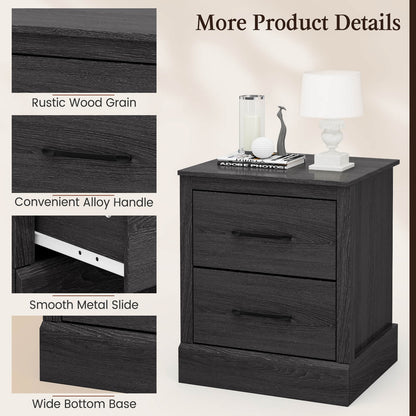 Compact Wood Floor Nightstand, Storage Drawers, Dark Gray Nightstands at Gallery Canada