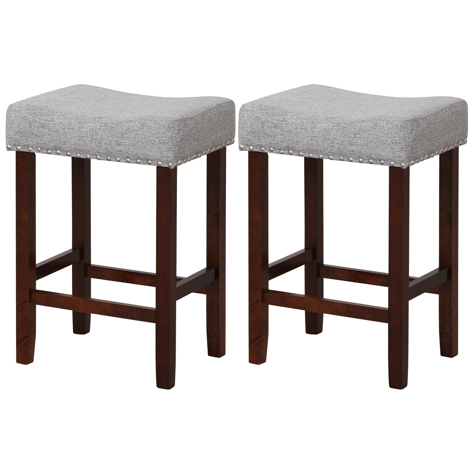 Set Of 2 25 Inch Bar Stool, Curved Seat Cushions, Gray Bar Stools at Gallery Canada