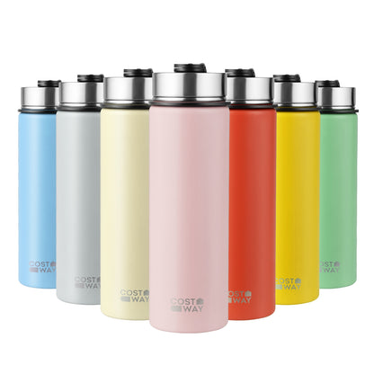 22 Oz Double-Walled Insulated Stainless Steel Water Bottle, 2 Lids, Pink Kitchen Utensils at Gallery Canada
