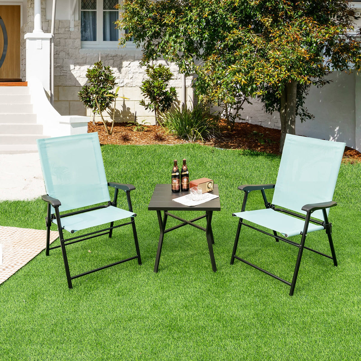Patio Dining Chair Set, 2 Piece, With Armrests, Light Green Patio Dining Chairs at Gallery Canada