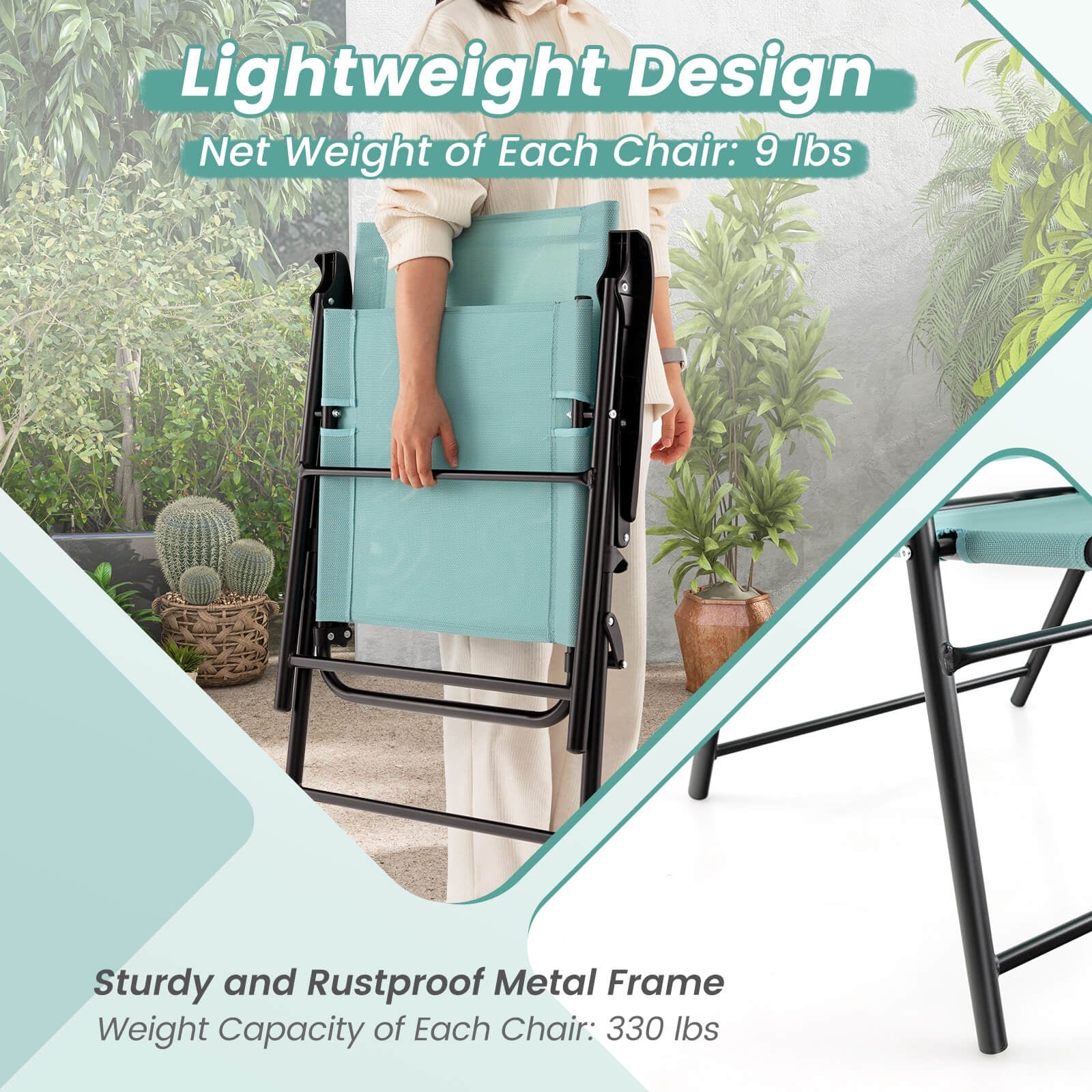 Patio Dining Chair Set, 2 Piece, With Armrests, Light Green Patio Dining Chairs at Gallery Canada