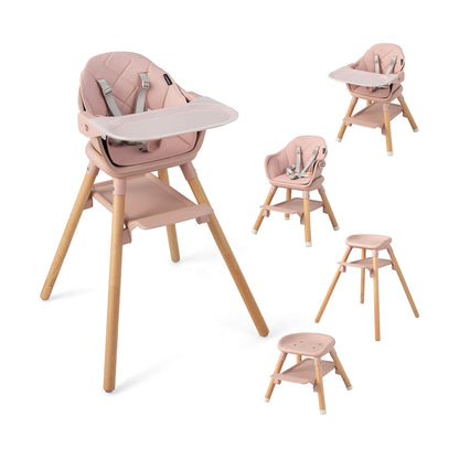 6 In 1 Convertible Highchair With Safety Harness, Removable Tray, Pink High Chairs at Gallery Canada