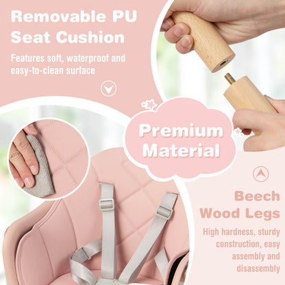 6 In 1 Convertible Highchair With Safety Harness, Removable Tray, Pink High Chairs at Gallery Canada