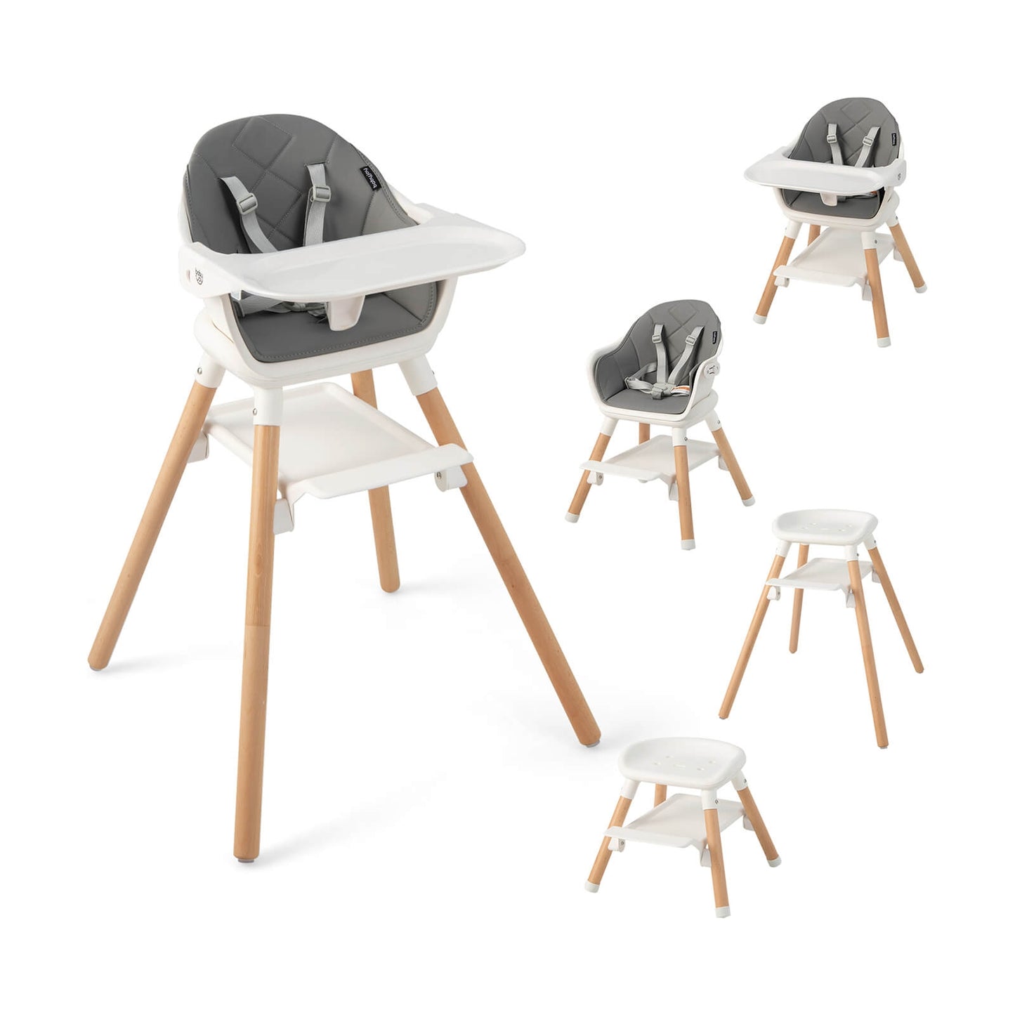6 In 1 Convertible Highchair, With Safety Harness And Removable Tray, White High Chairs at Gallery Canada