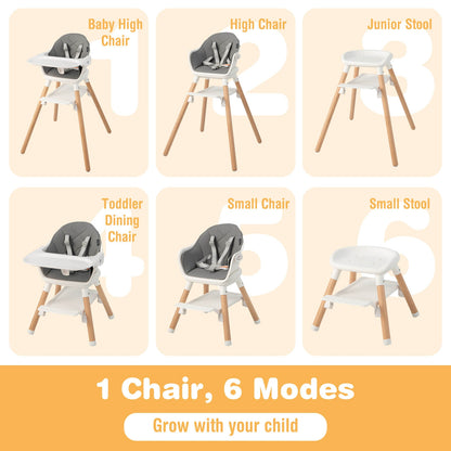 6 In 1 Convertible Highchair, With Safety Harness And Removable Tray, White High Chairs at Gallery Canada