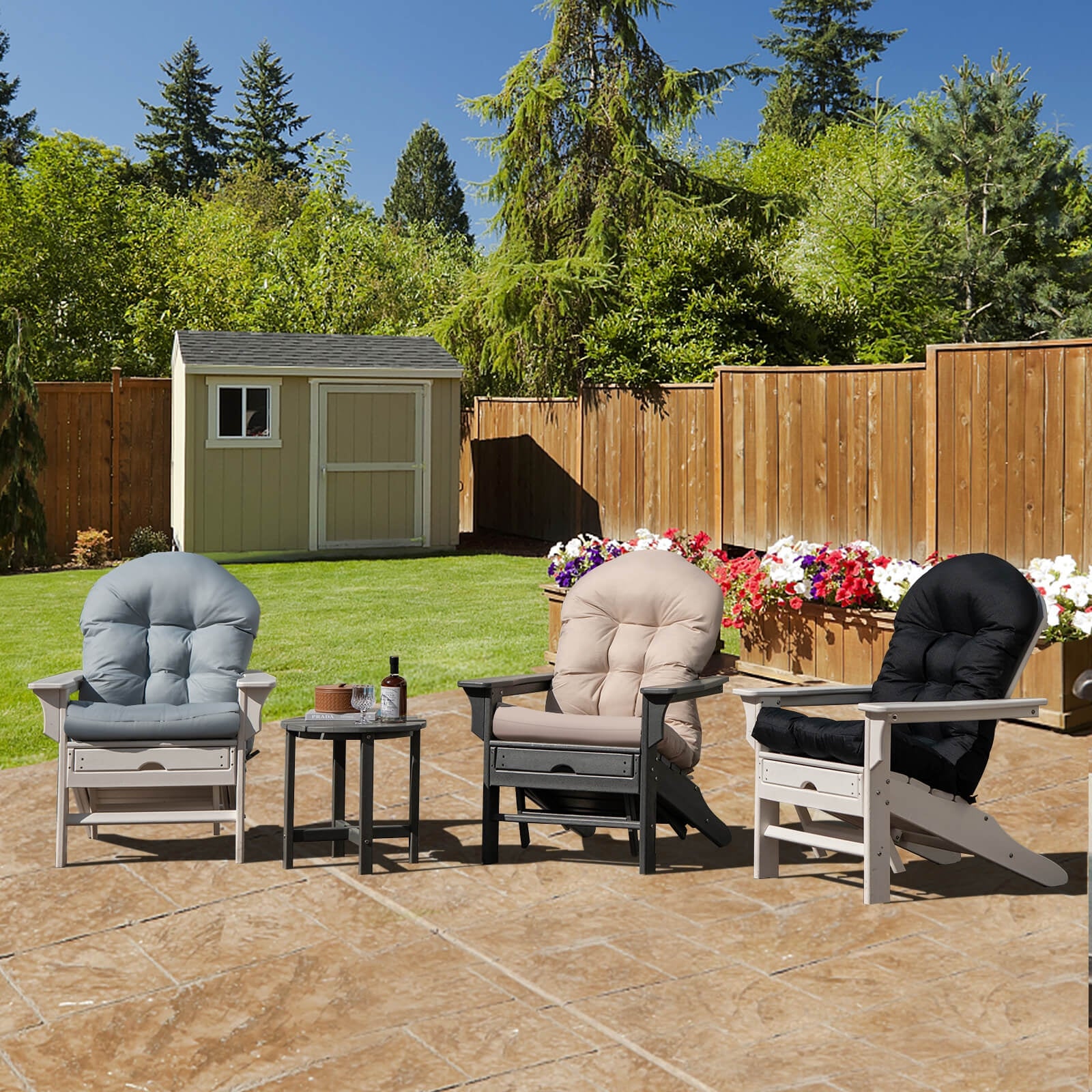 Patio Adirondack Chair Cushion, With Fixing Straps, Beige Adirondack Chairs at Gallery Canada