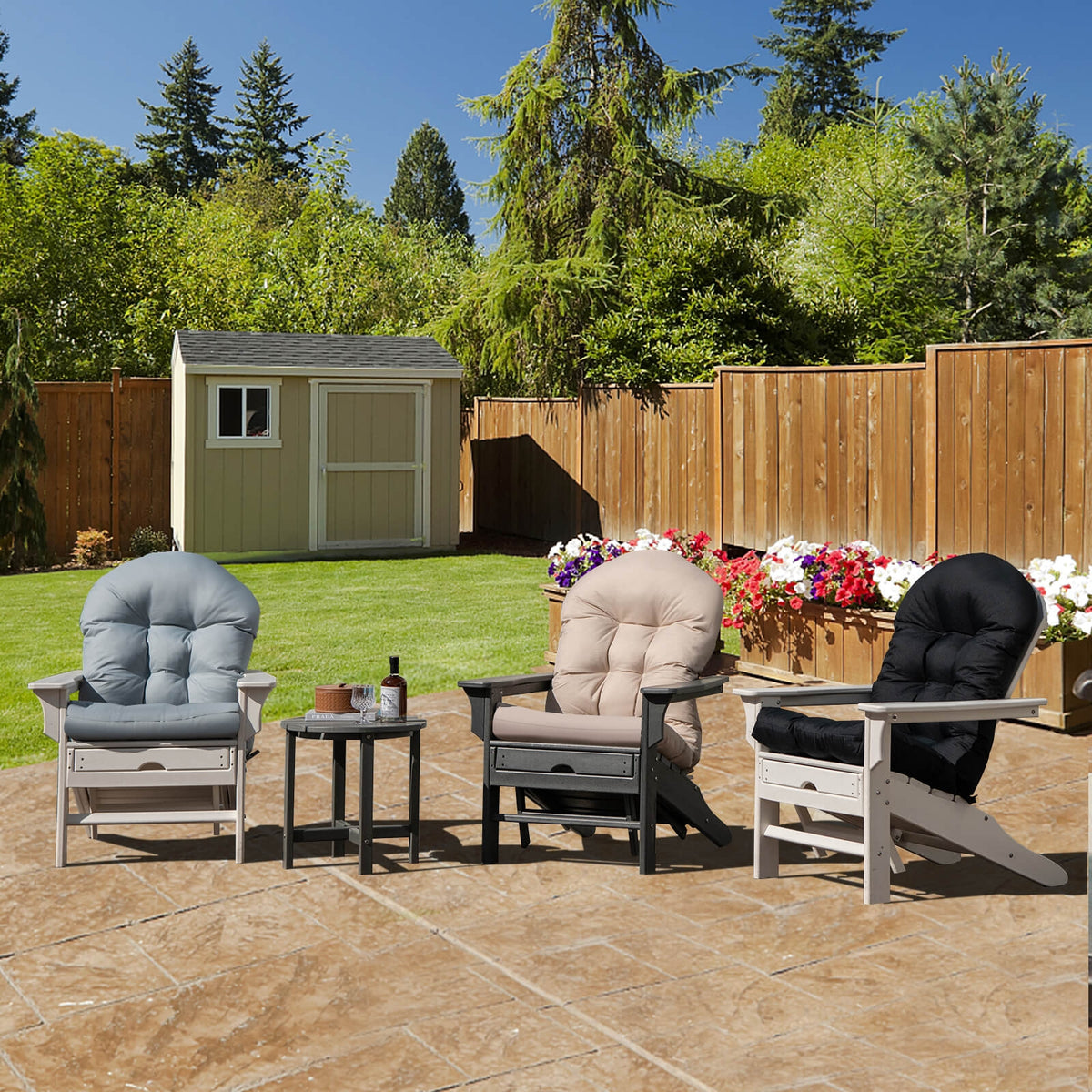 Patio Adirondack Chair Cushion, With Fixing Straps, Beige Adirondack Chairs at Gallery Canada
