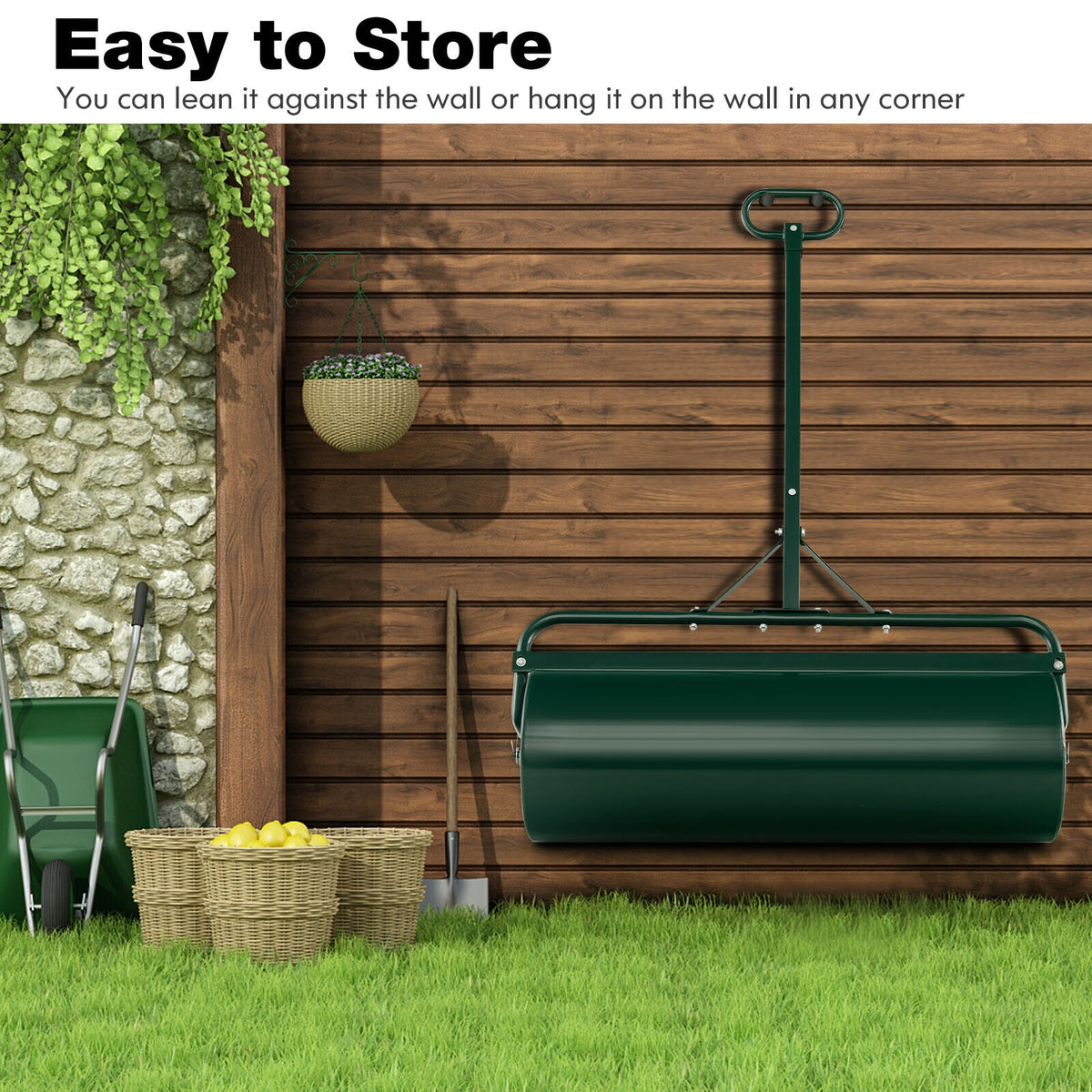 Metal Lawn Roller With Detachable Gripping Handle, Green Lawn Care Tools at Gallery Canada