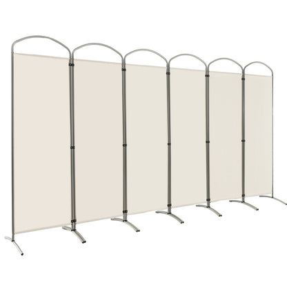 6 Feet 6-Panel Freestanding Folding Privacy Screen, White Room Dividers at Gallery Canada