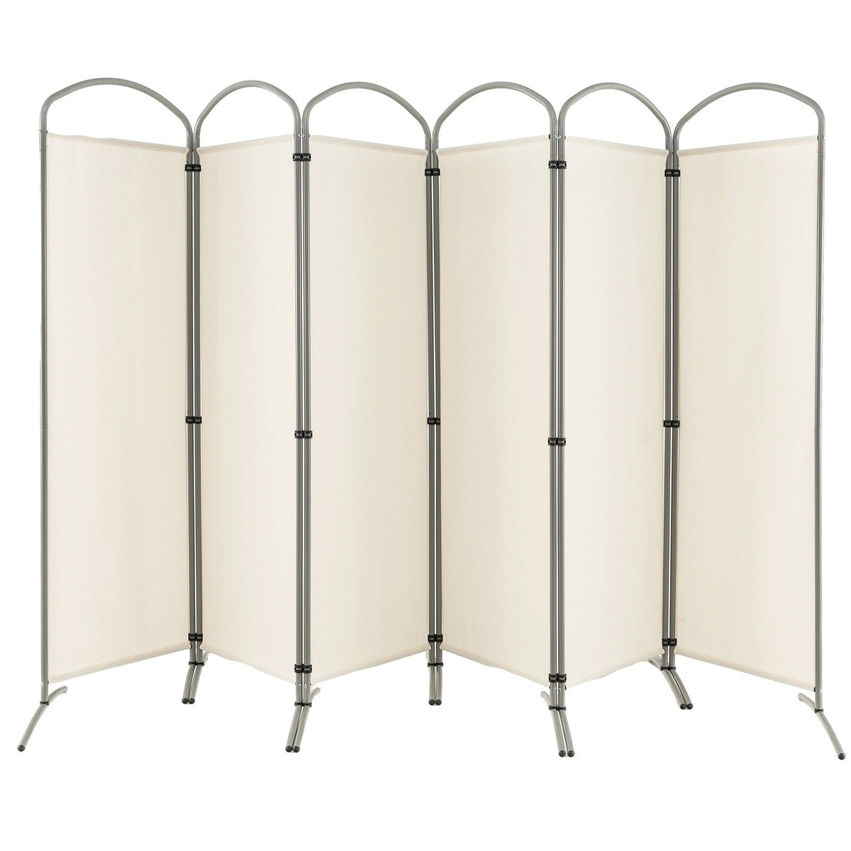 6 Feet 6-Panel Freestanding Folding Privacy Screen, White Room Dividers at Gallery Canada