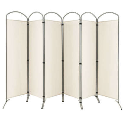 6 Feet 6-Panel Freestanding Folding Privacy Screen, White Room Dividers at Gallery Canada