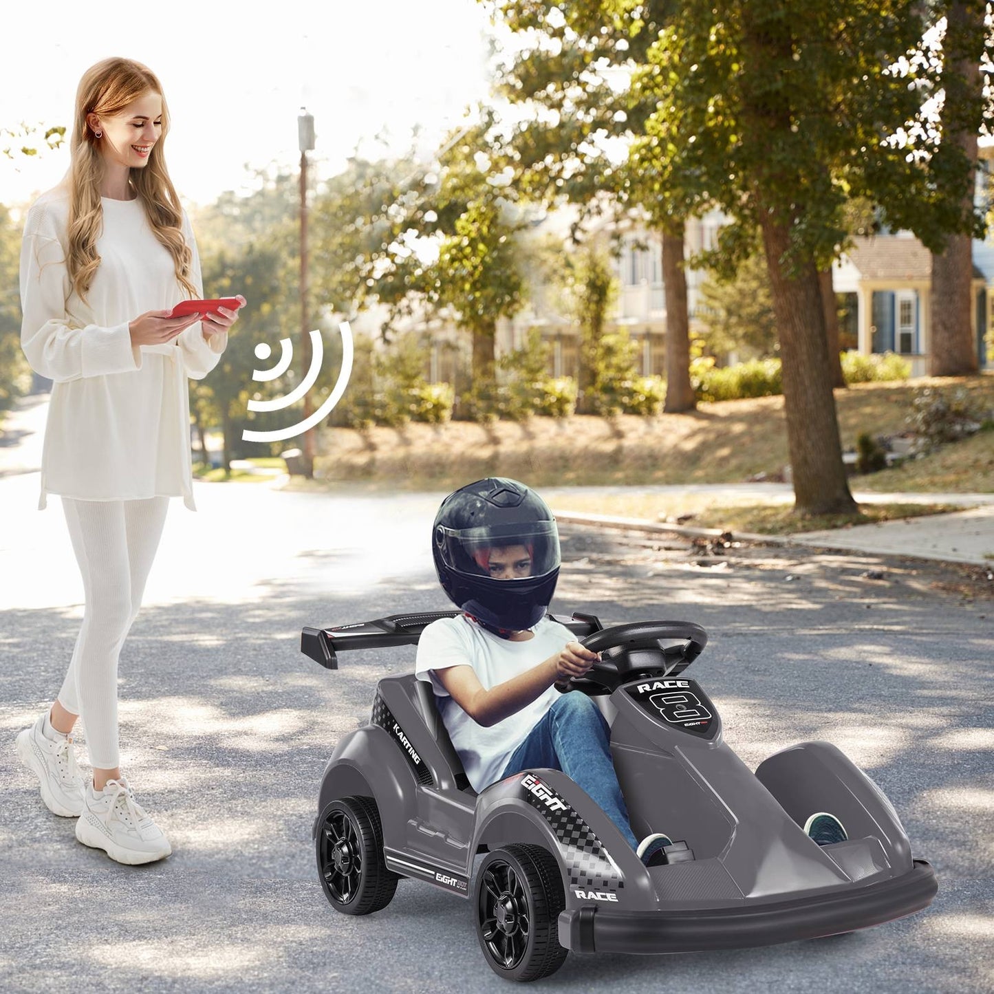6V Kids Ride On Go Cart, Remote Control, Safety Belt, Black Powered Ride On Toys at Gallery Canada
