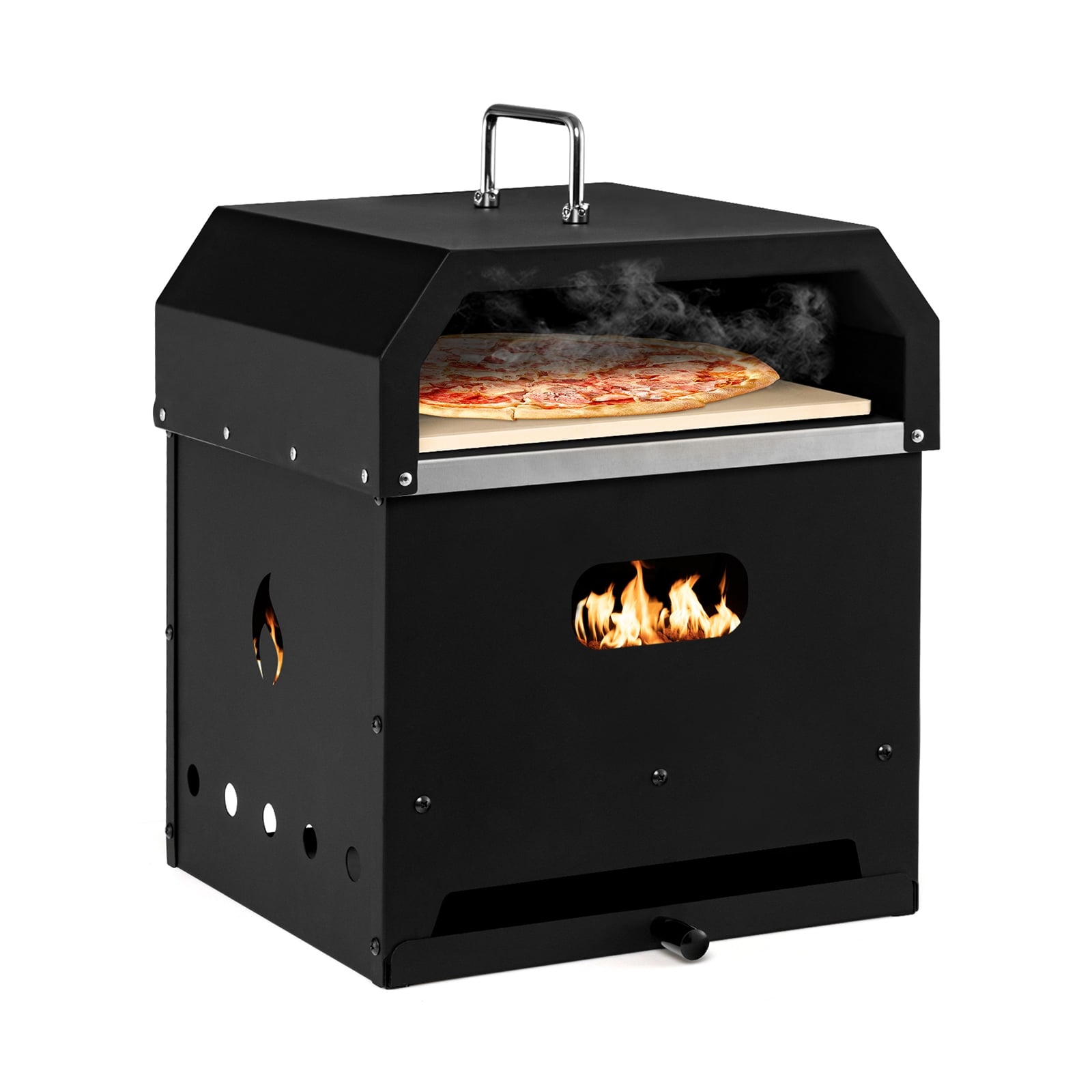 4-In-1 Outdoor Portable Pizza Oven, 12 Inch Pizza Stone, Black Outdoor Grills at Gallery Canada