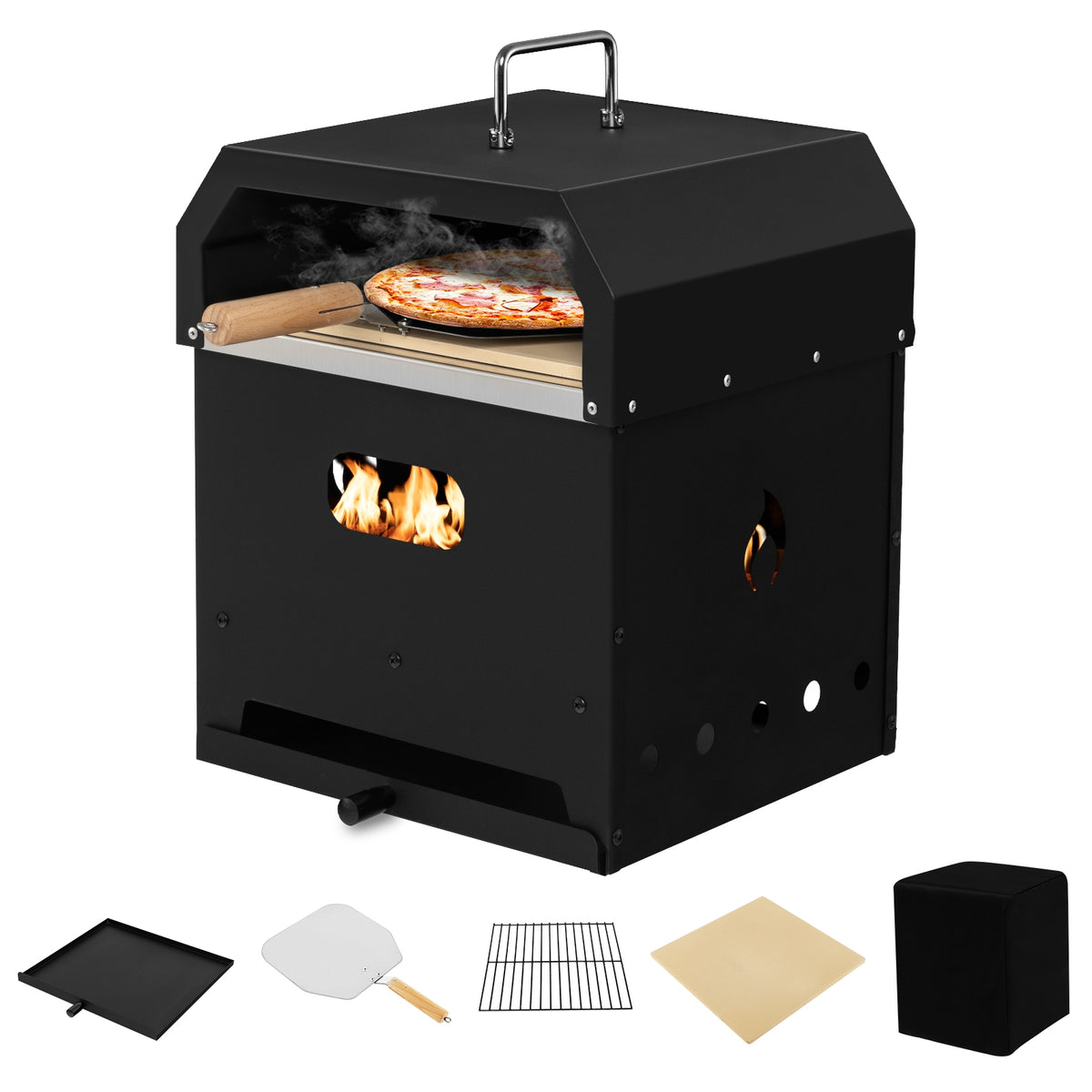 4-In-1 Outdoor Portable Pizza Oven, 12 Inch Pizza Stone, Black Outdoor Grills at Gallery Canada