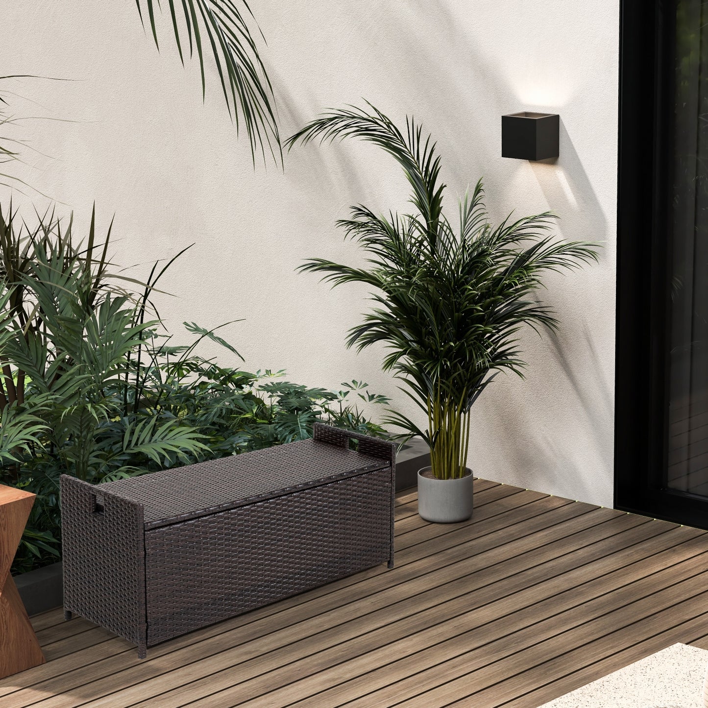 34 Gallon Patio Storage Bench With Seat Cushion, Brown Garages at Gallery Canada
