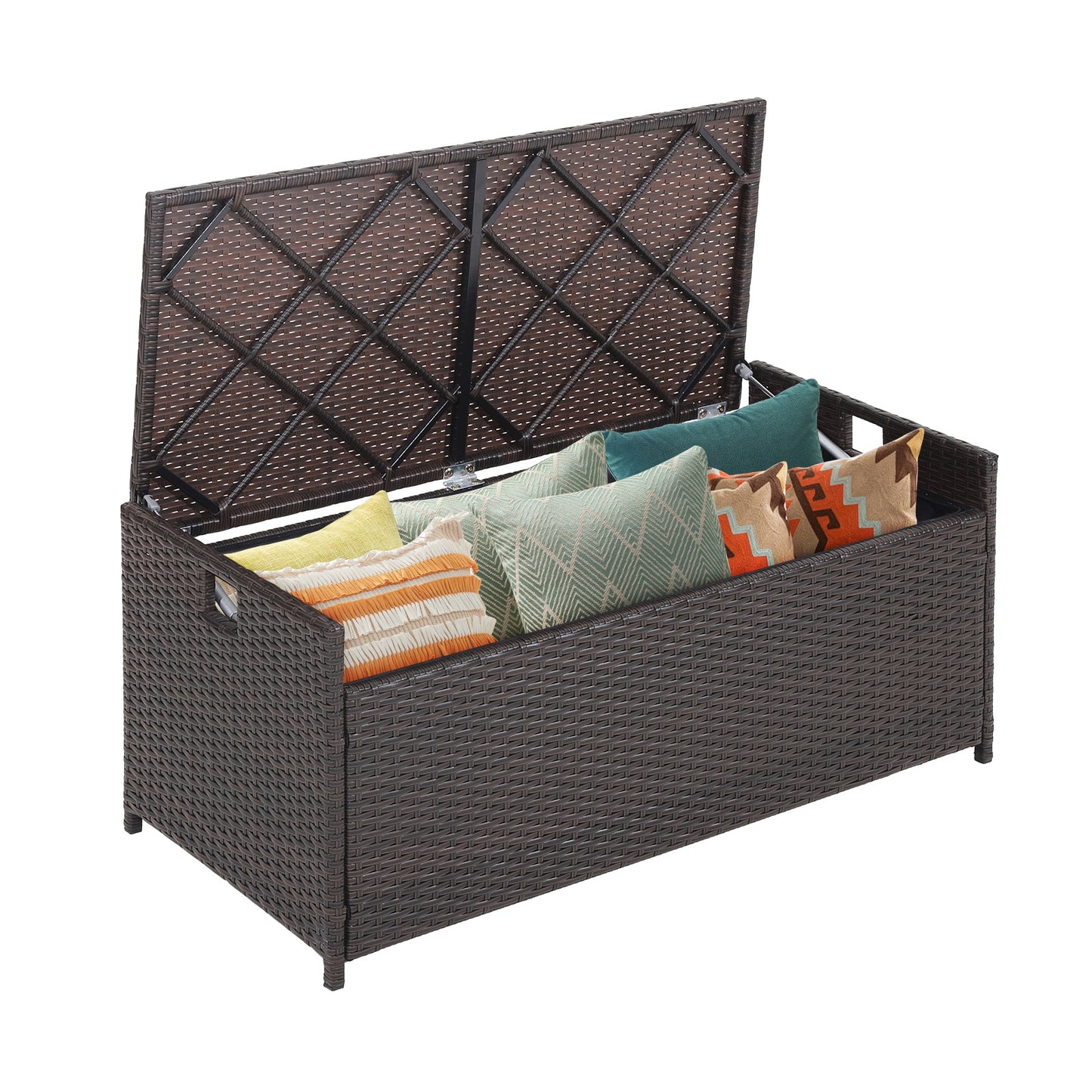 34 Gallon Patio Storage Bench With Seat Cushion, Brown Garages at Gallery Canada
