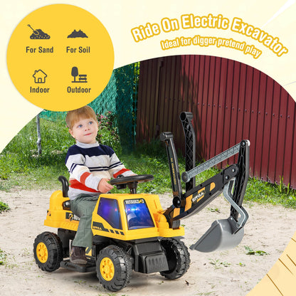 Kids ASTM Ride On Bulldozer With Front Digger Shovel, Yellow Powered Ride On Toys at Gallery Canada