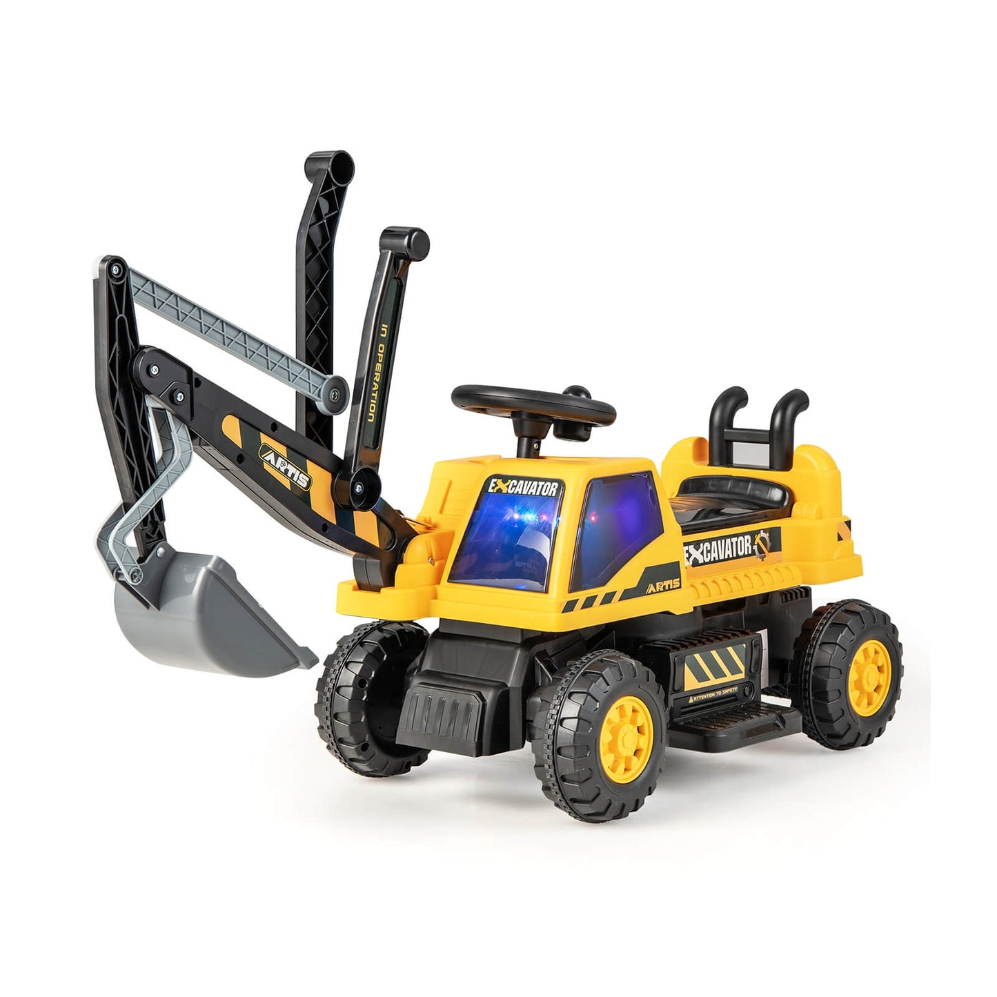 Kids ASTM Ride On Bulldozer With Front Digger Shovel, Yellow Powered Ride On Toys Yellow at Gallery Canada