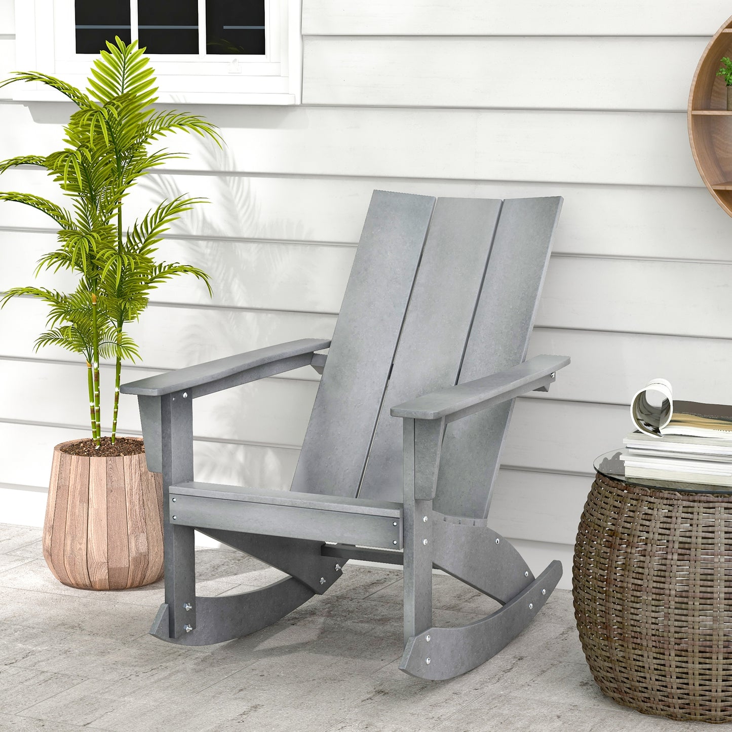 Adirondack Rocking Chair, Curved Back, Gray Adirondack Chairs at Gallery Canada