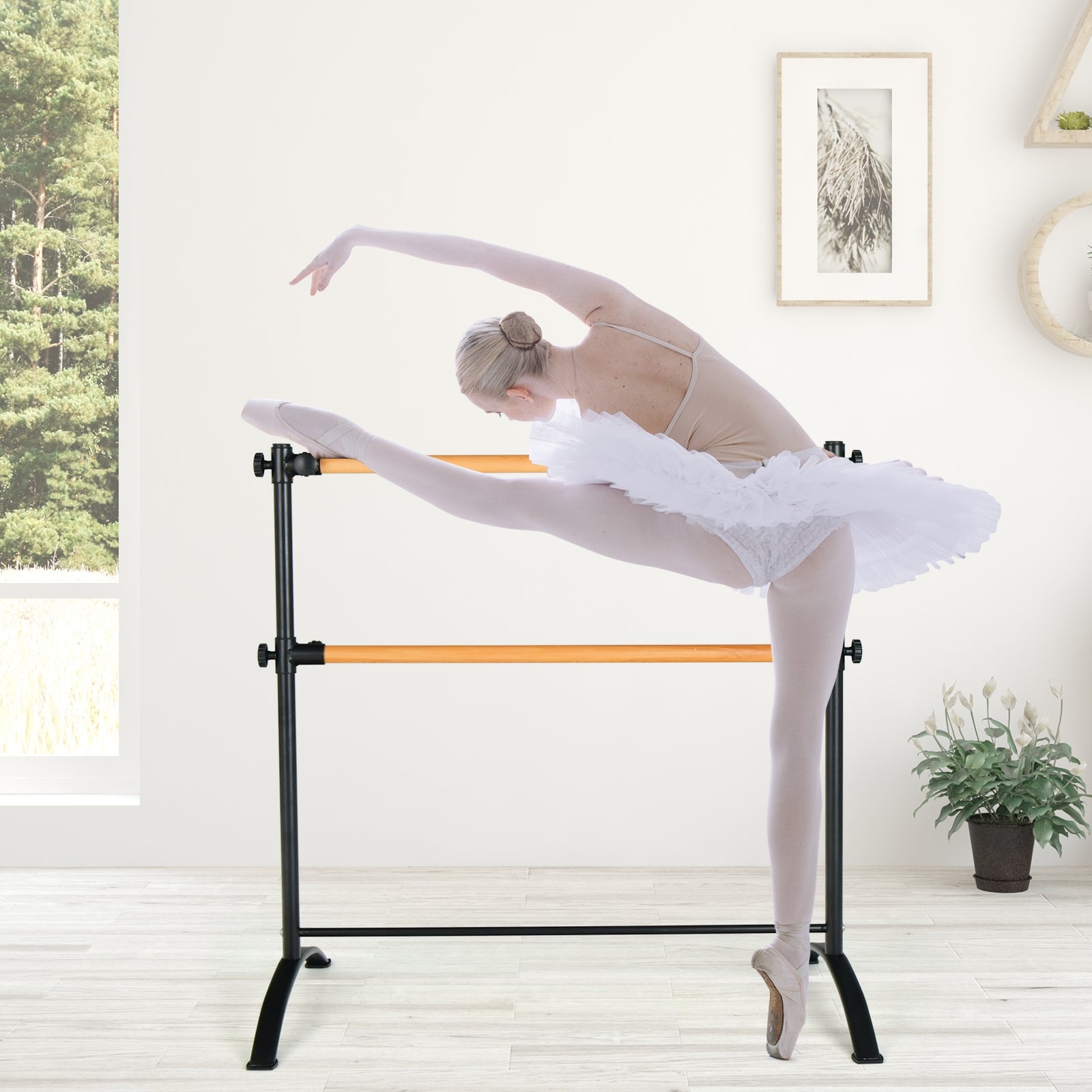 4 Foot Portable Freestanding Double Ballet Barre, Black Toy Sports at Gallery Canada