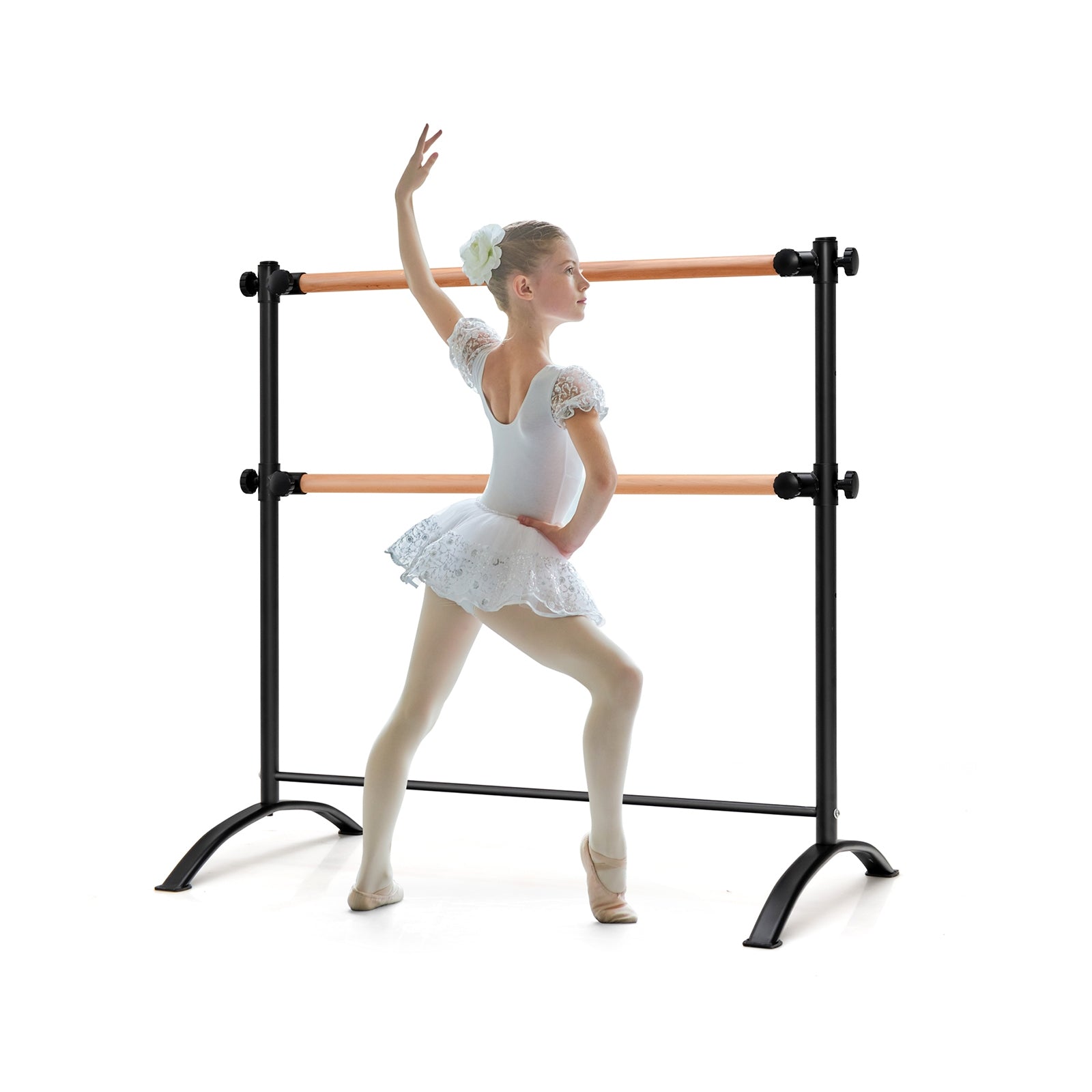 4 Foot Portable Freestanding Double Ballet Barre, Black Toy Sports at Gallery Canada
