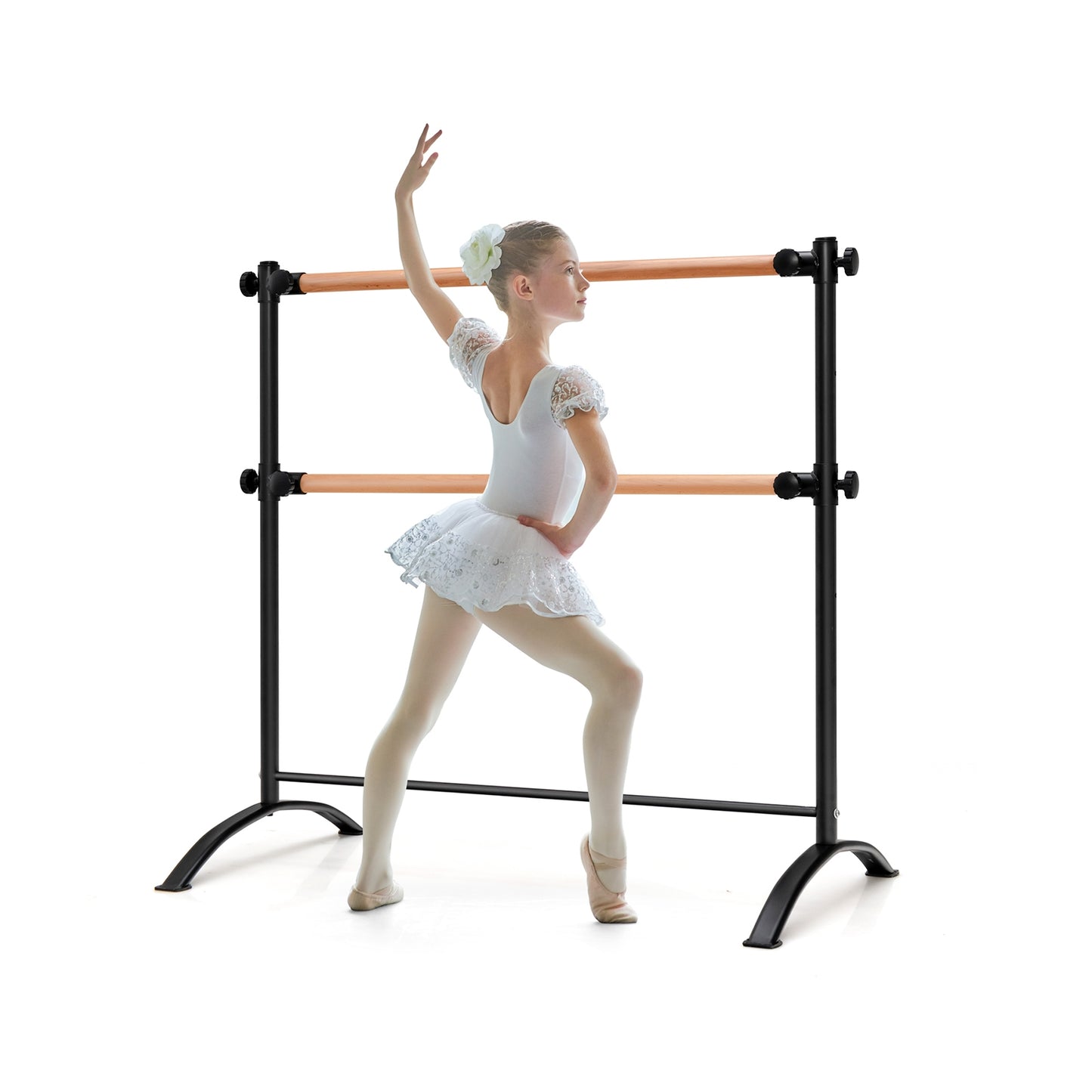 4 Foot Portable Freestanding Double Ballet Barre, Black Toy Sports Black at Gallery Canada