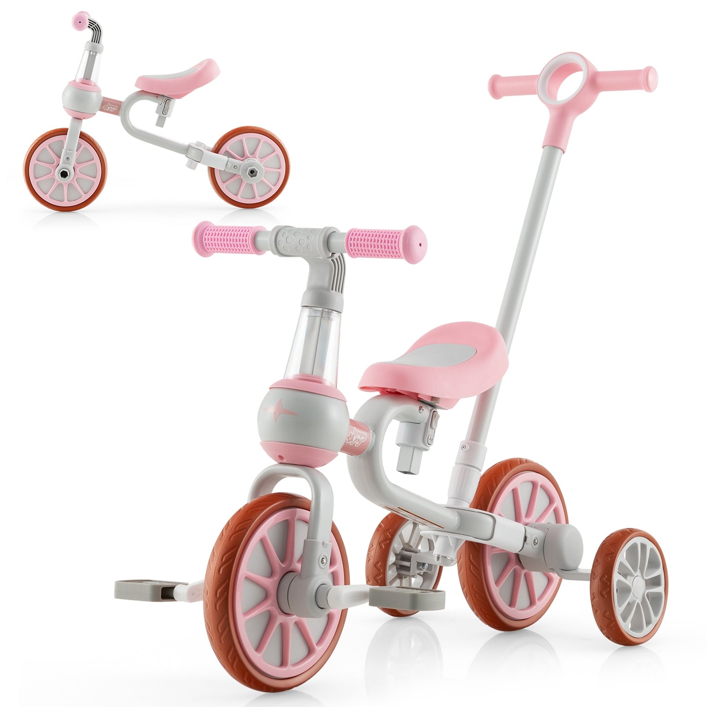 4-in-1 Kids Trike Bike, Adjustable Push Handle, Pink Kids Bike at Gallery Canada