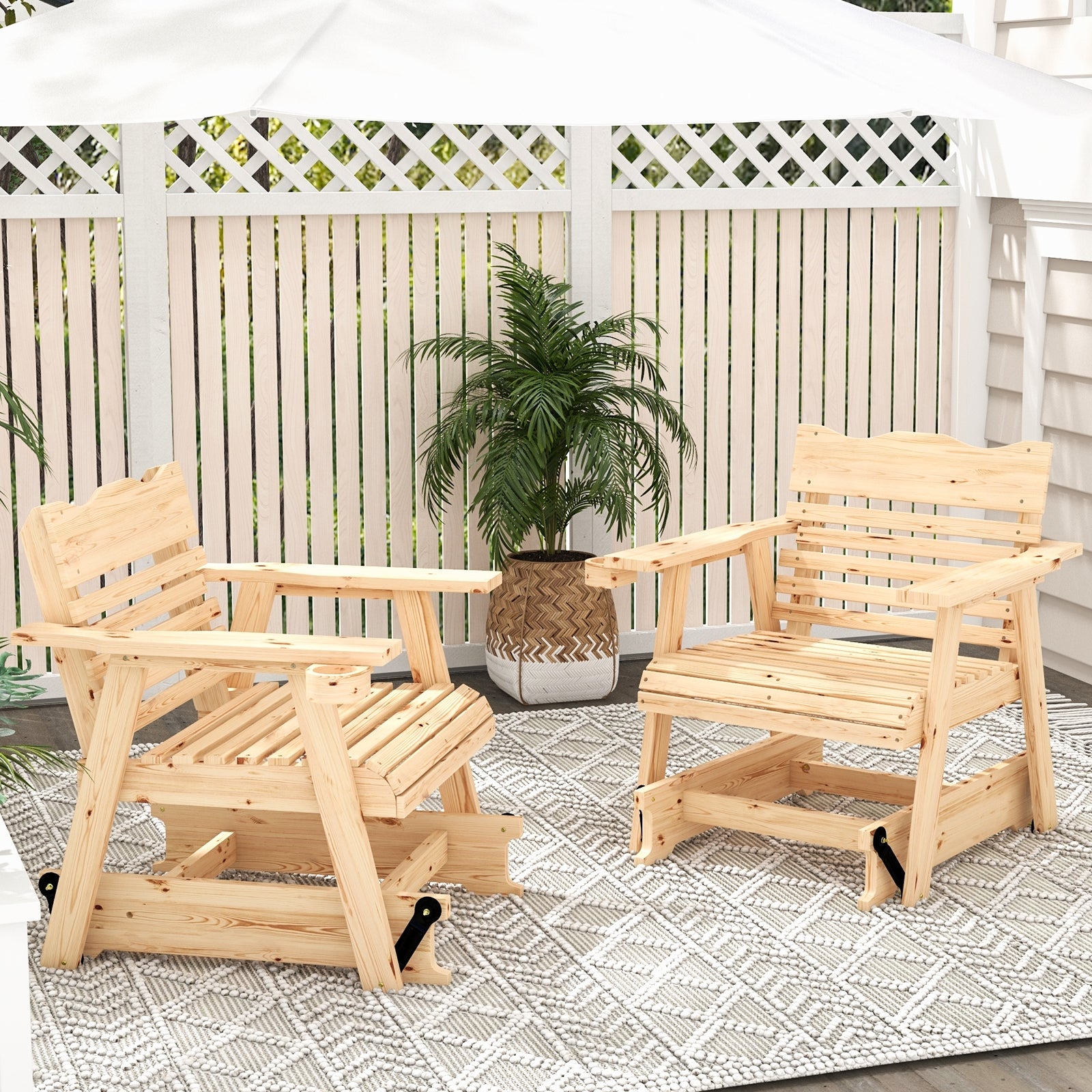 Outdoor Wood Rocking Chair, High Back, Widened Armrests, Brown Patio Rocking Chairs & Gliders at Gallery Canada
