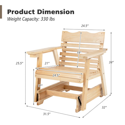 Outdoor Wood Rocking Chair, High Back, Widened Armrests, Brown Patio Rocking Chairs & Gliders at Gallery Canada