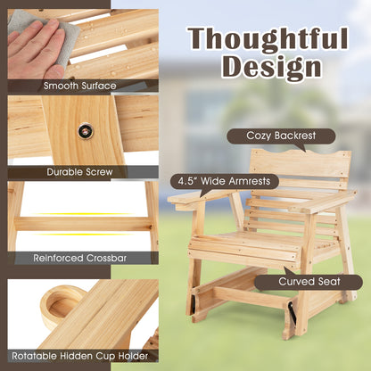 Outdoor Wood Rocking Chair, High Back, Widened Armrests, Brown Patio Rocking Chairs & Gliders at Gallery Canada