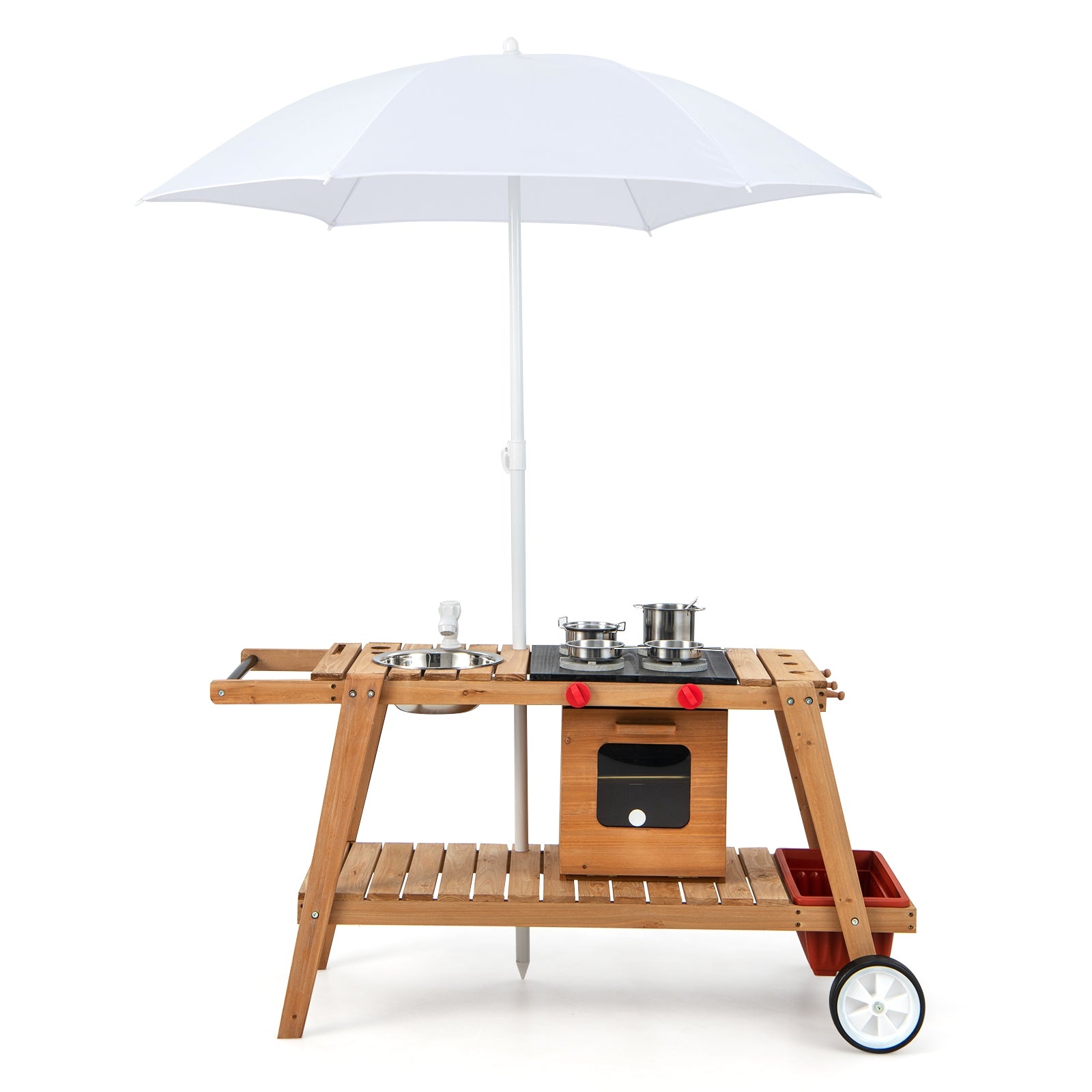 Wooden Play Cart With Sun Proof Umbrella, Toddlers 3+, Brown Pretend Toys Brown at Gallery Canada