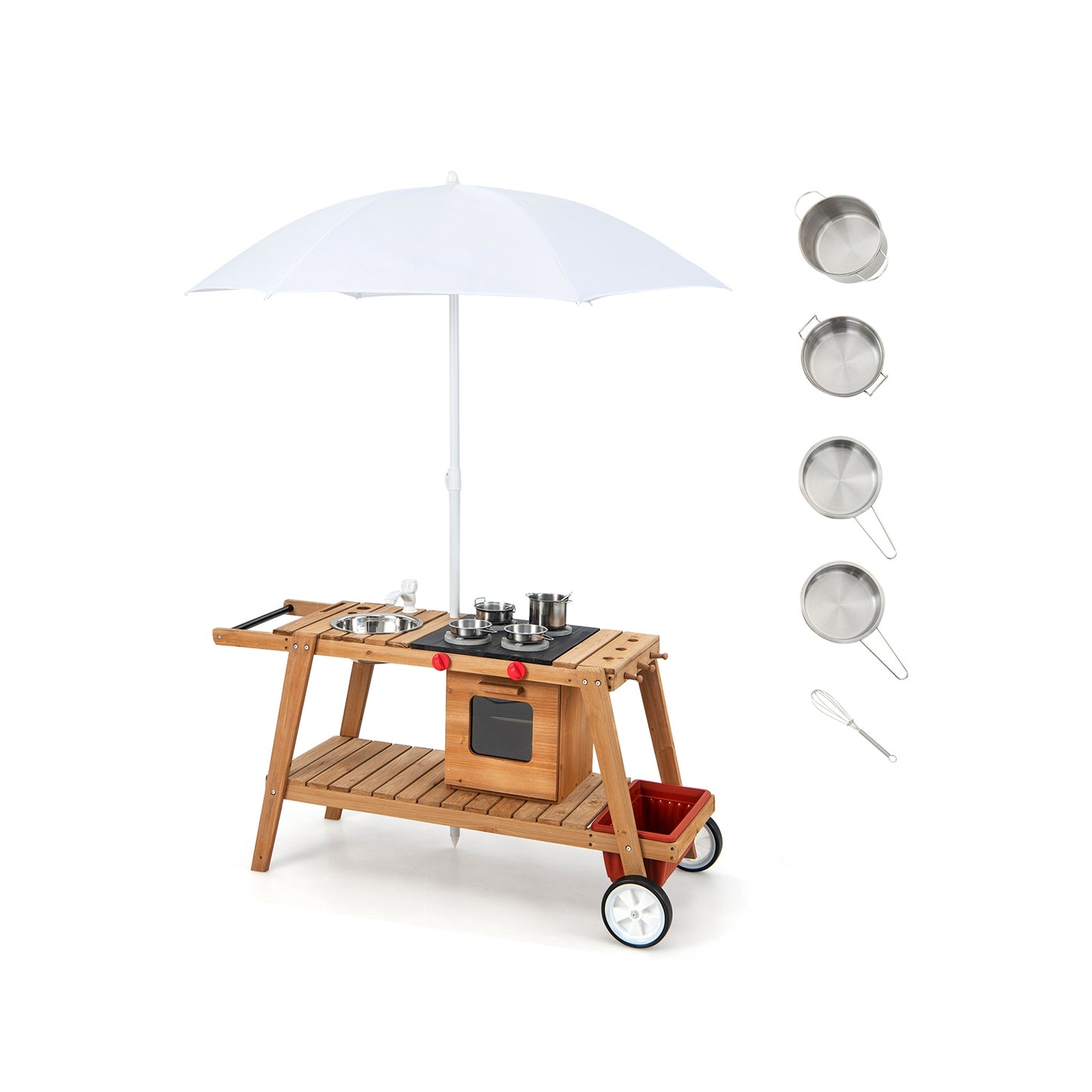Wooden Play Cart With Sun Proof Umbrella, Toddlers 3+, Brown Pretend Toys at Gallery Canada