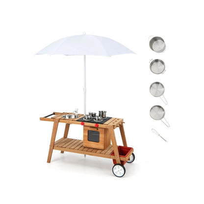 Wooden Play Cart With Sun Proof Umbrella, Toddlers 3+, Brown Pretend Toys at Gallery Canada